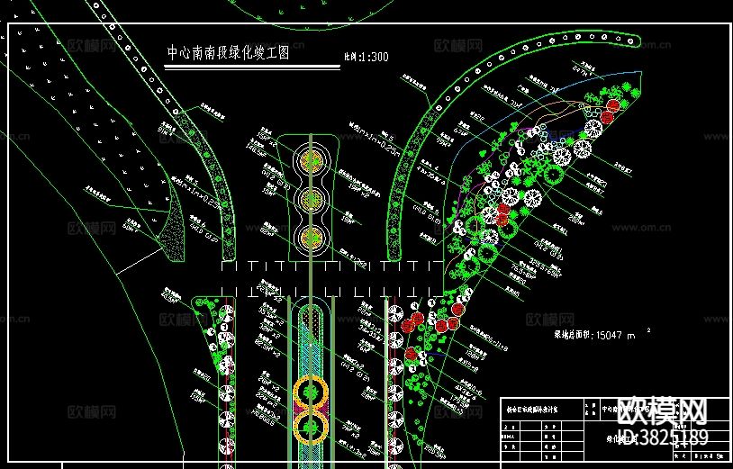 道路中心绿化带cad施工图