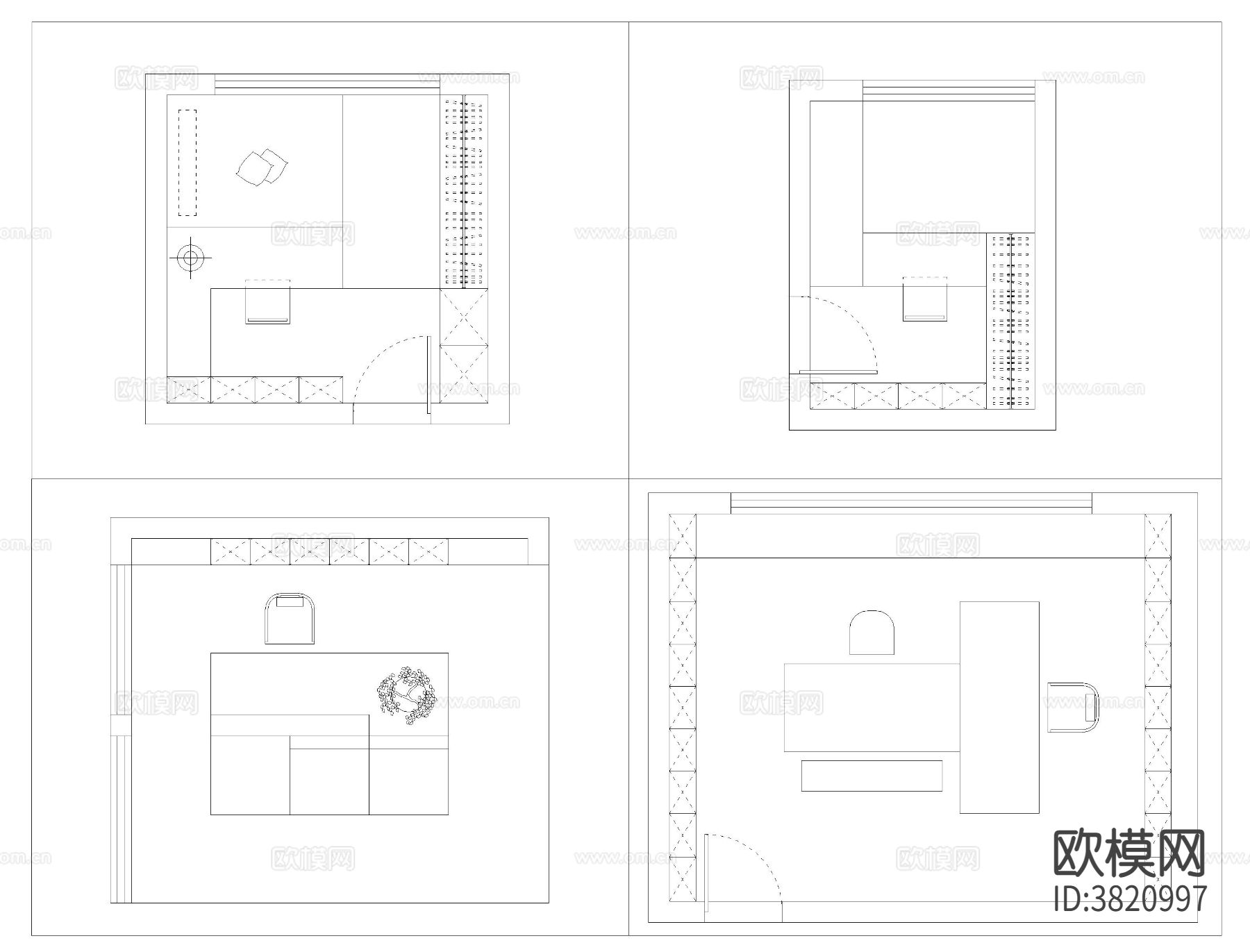 103个书房cad平面图下载（渲染图8）