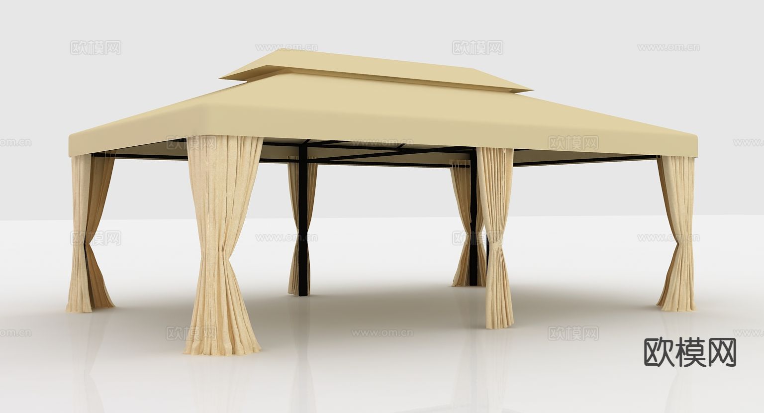 新中式凉亭 罗马帐篷3d模型下载（渲染图2）