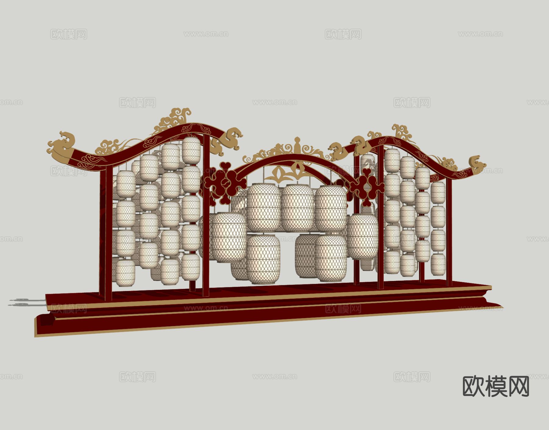新中式 灯笼装置 美陈3d模型