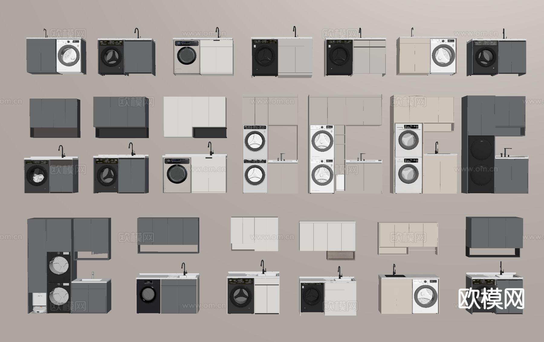 阳台柜 洗衣机柜su模型