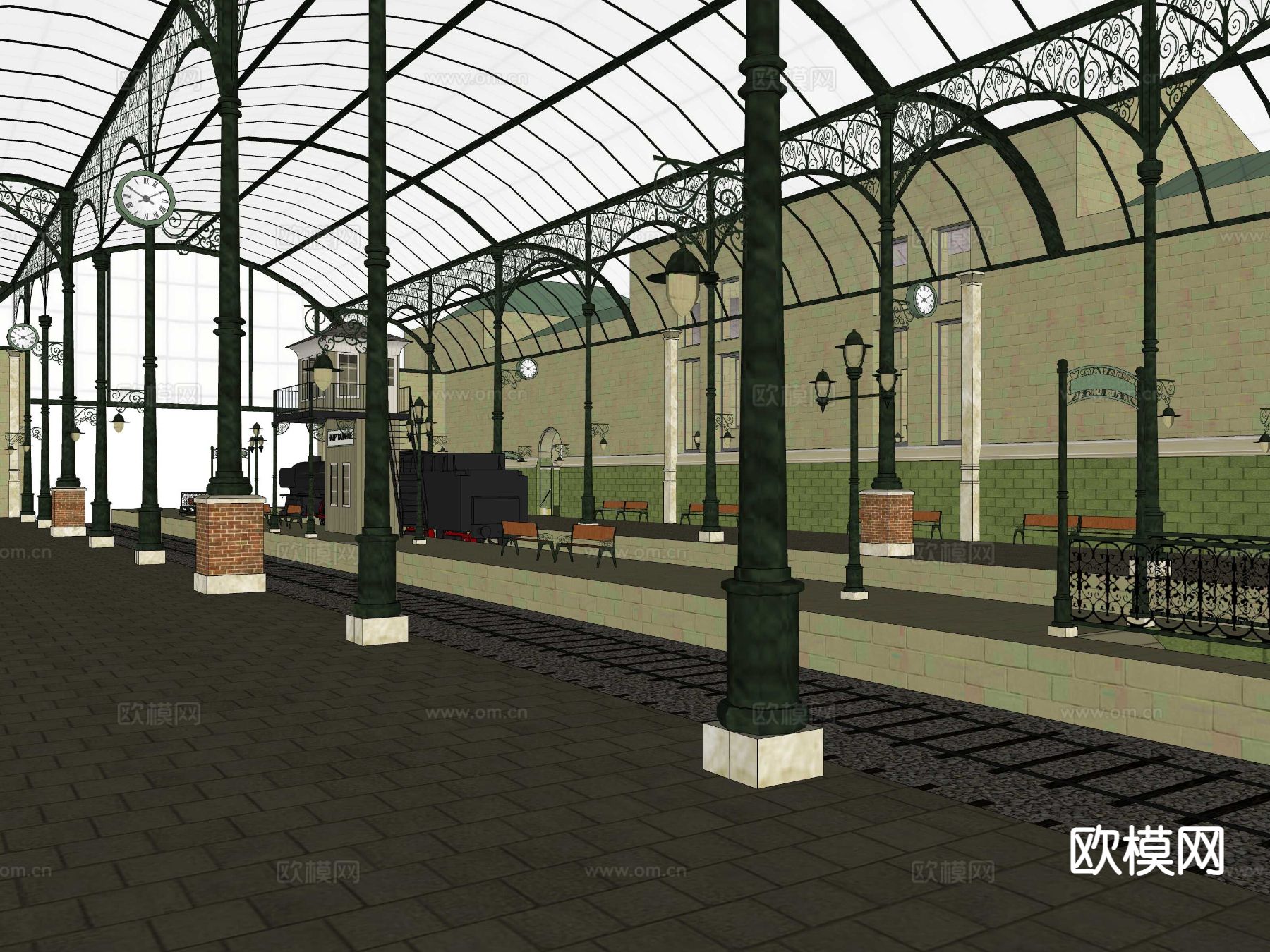 欧式火车站su模型下载（渲染图1）