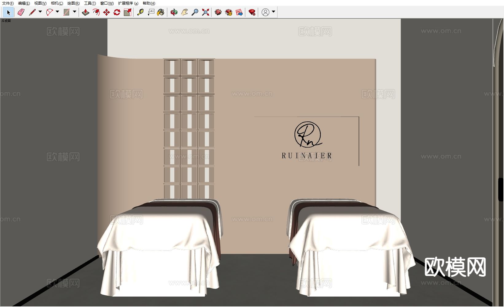 美容包间 美容床su模型下载（渲染图1）