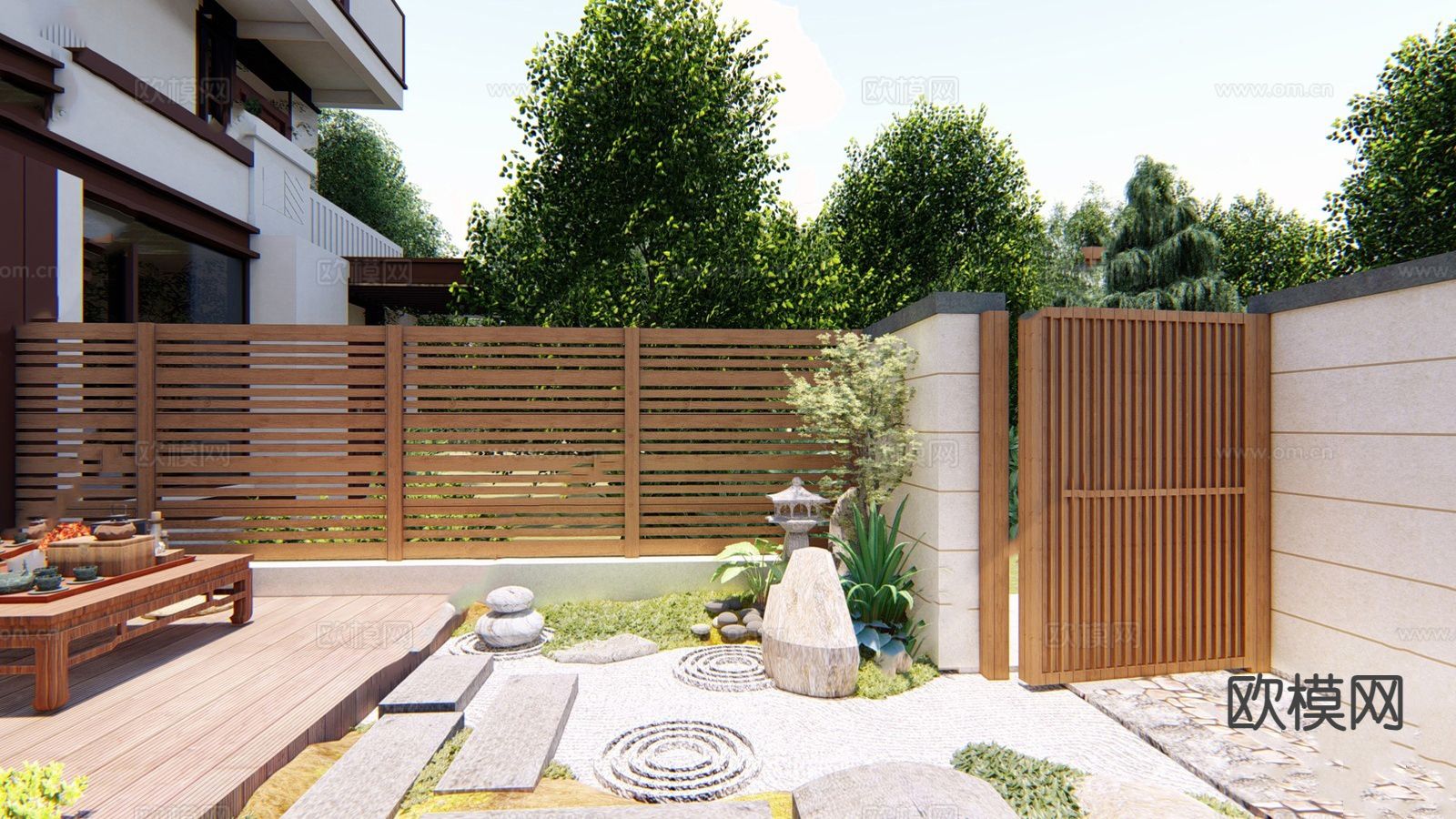 别墅庭院 花园su模型下载（渲染图3）