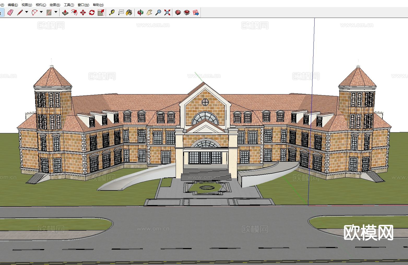 欧式办公楼外观su模型