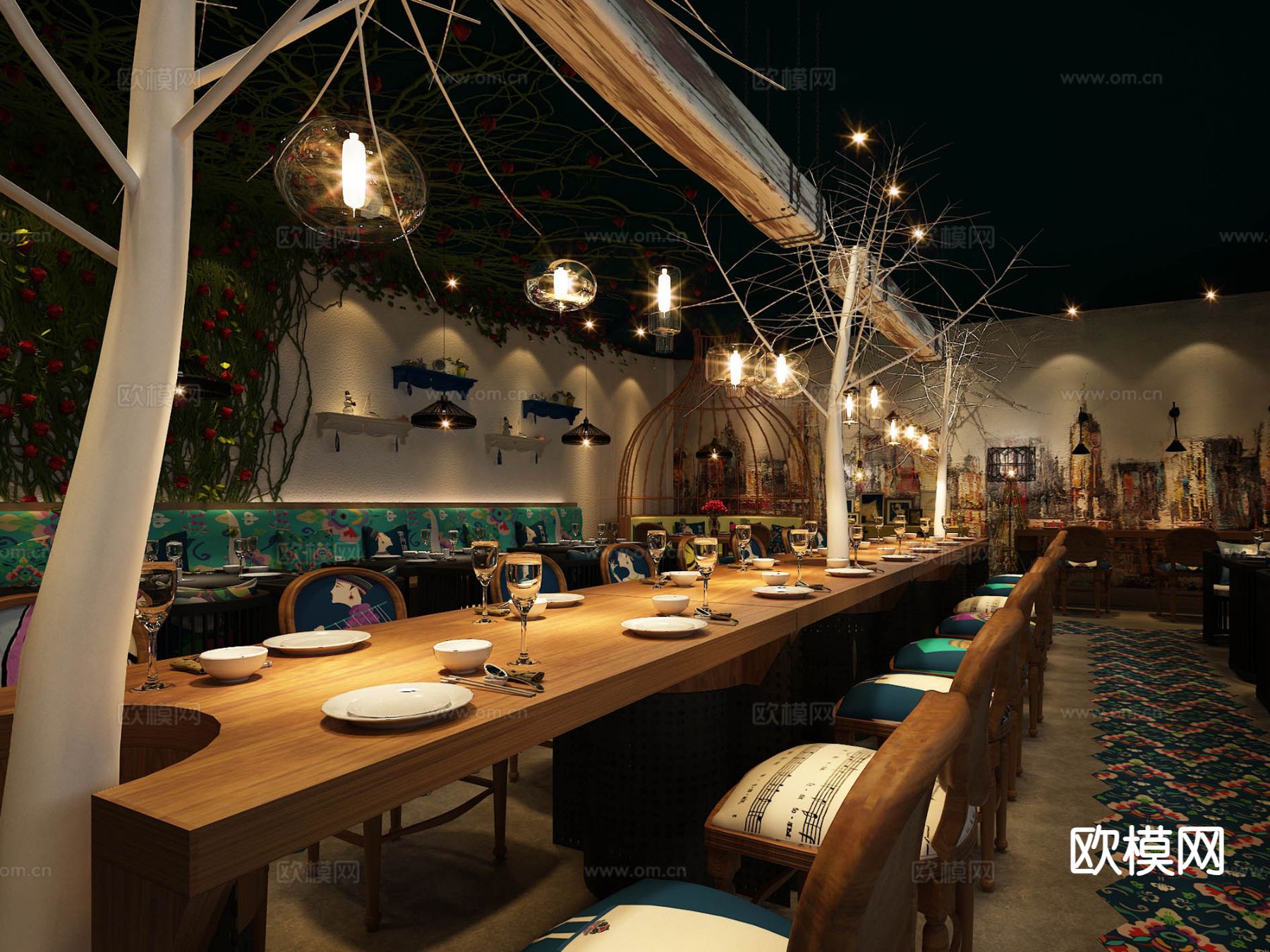 网红餐厅 主题餐厅3d模型下载（渲染图1）