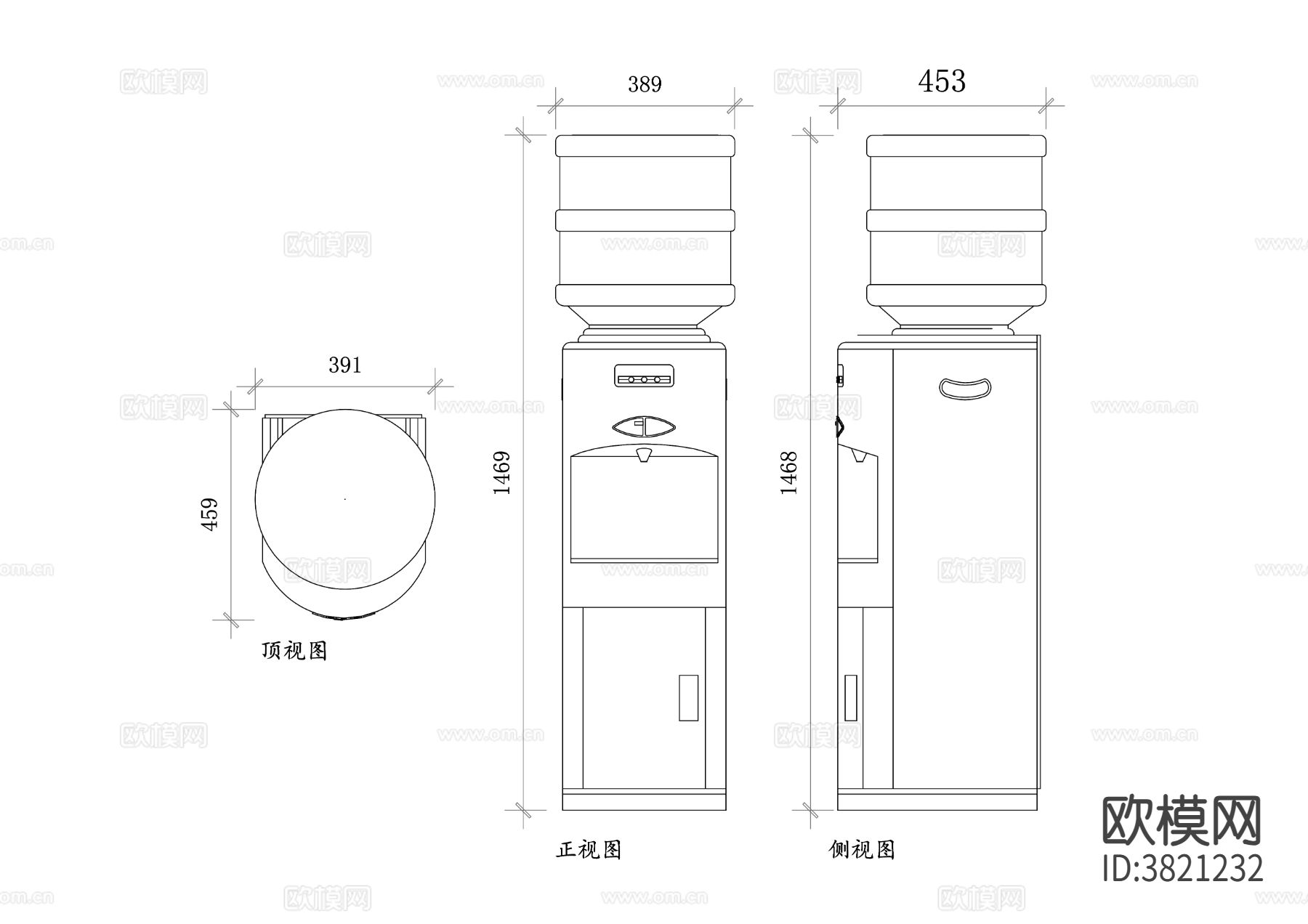 直饮机 净水器 饮水器CAD三视图