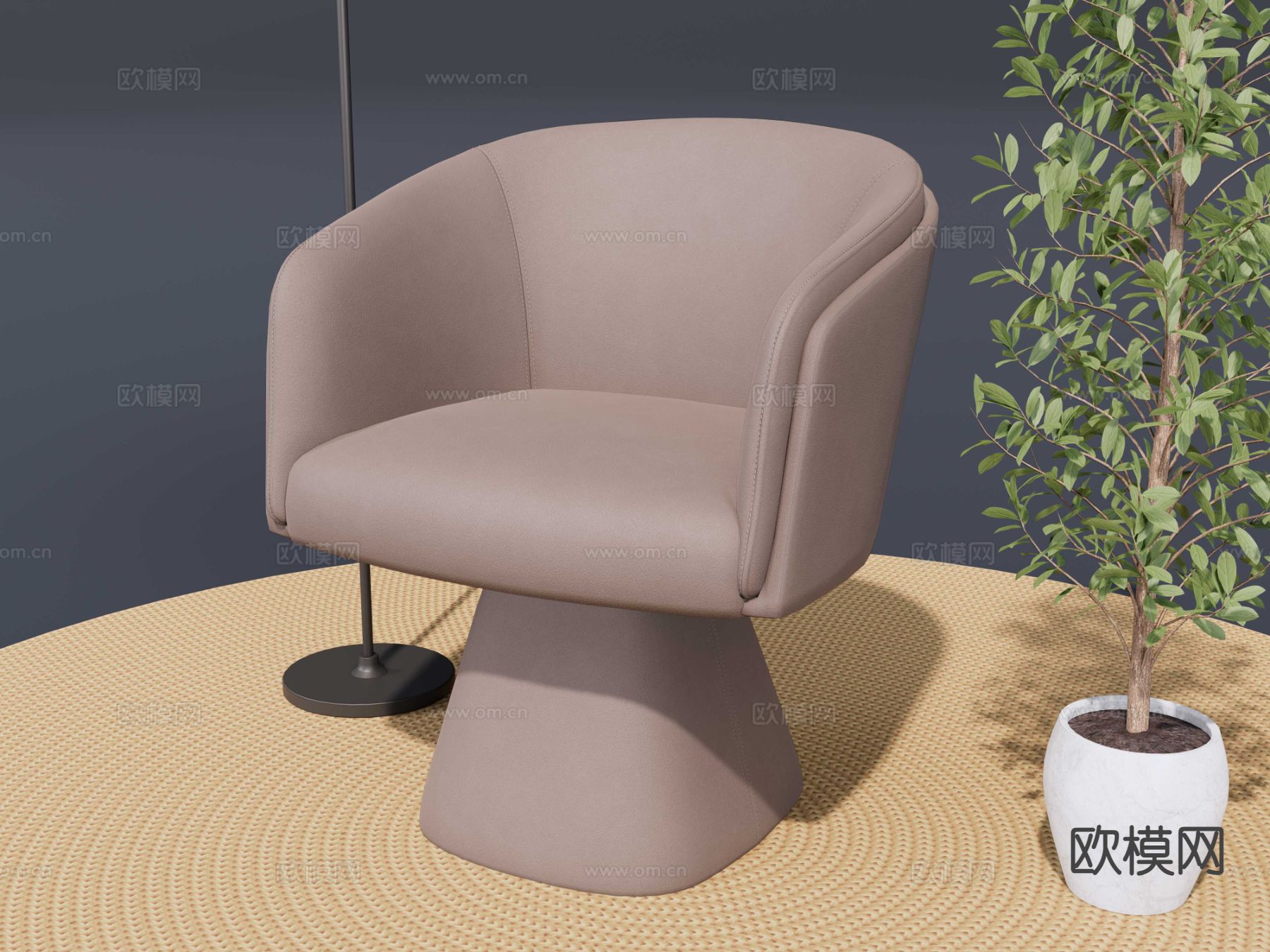 现代休闲椅su模型下载（渲染图2）