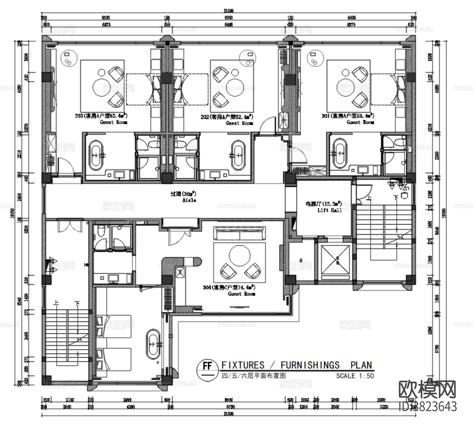 福建前亭延源民宿酒店cad施工图