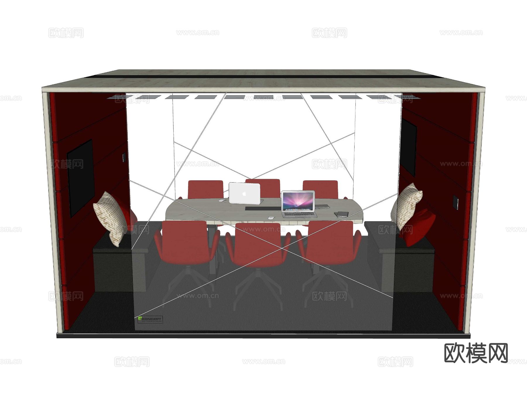 现代静音舱会议室su模型