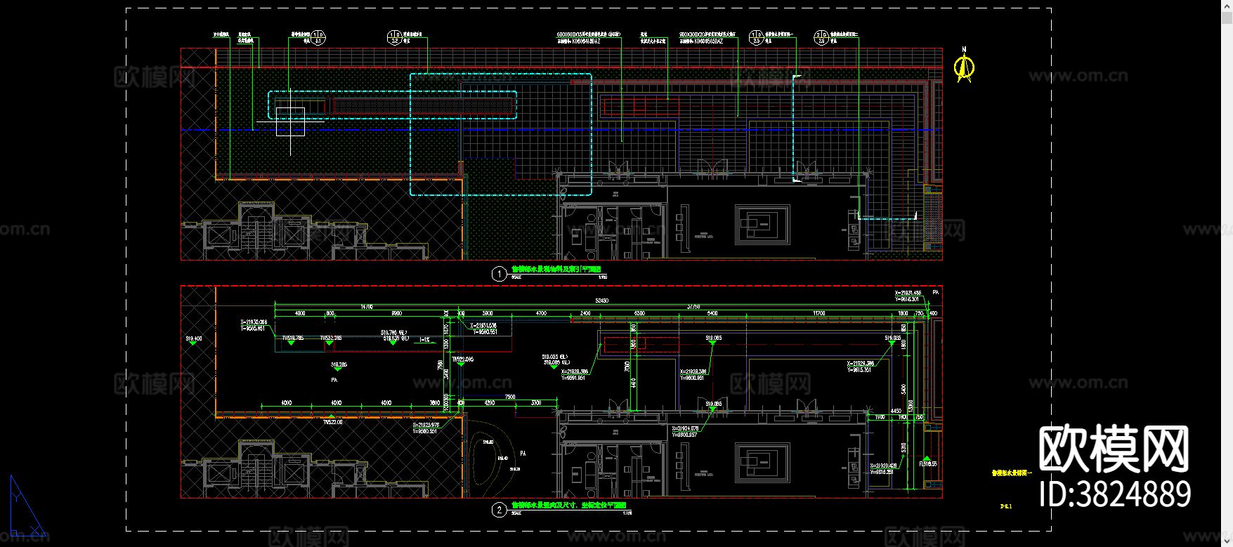 架空水景cad大样图下载（渲染图1）