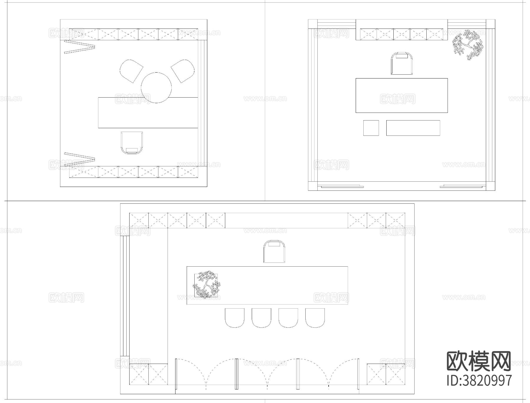103个书房cad平面图下载（渲染图7）