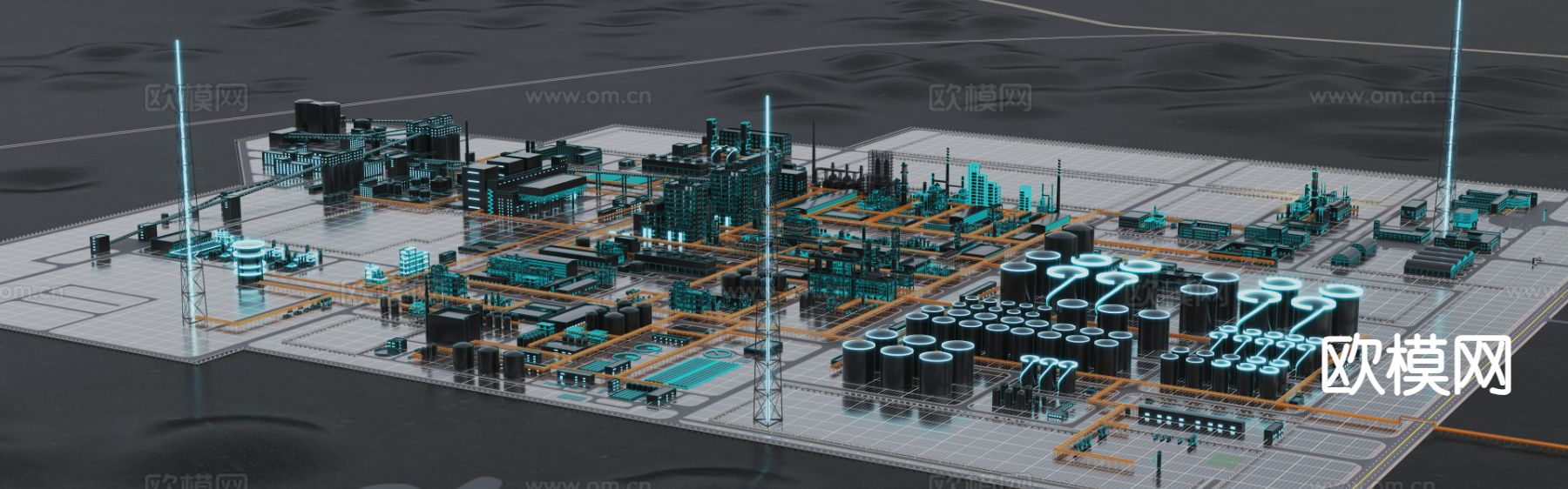 科技工业厂房 未来工厂场景3d模型