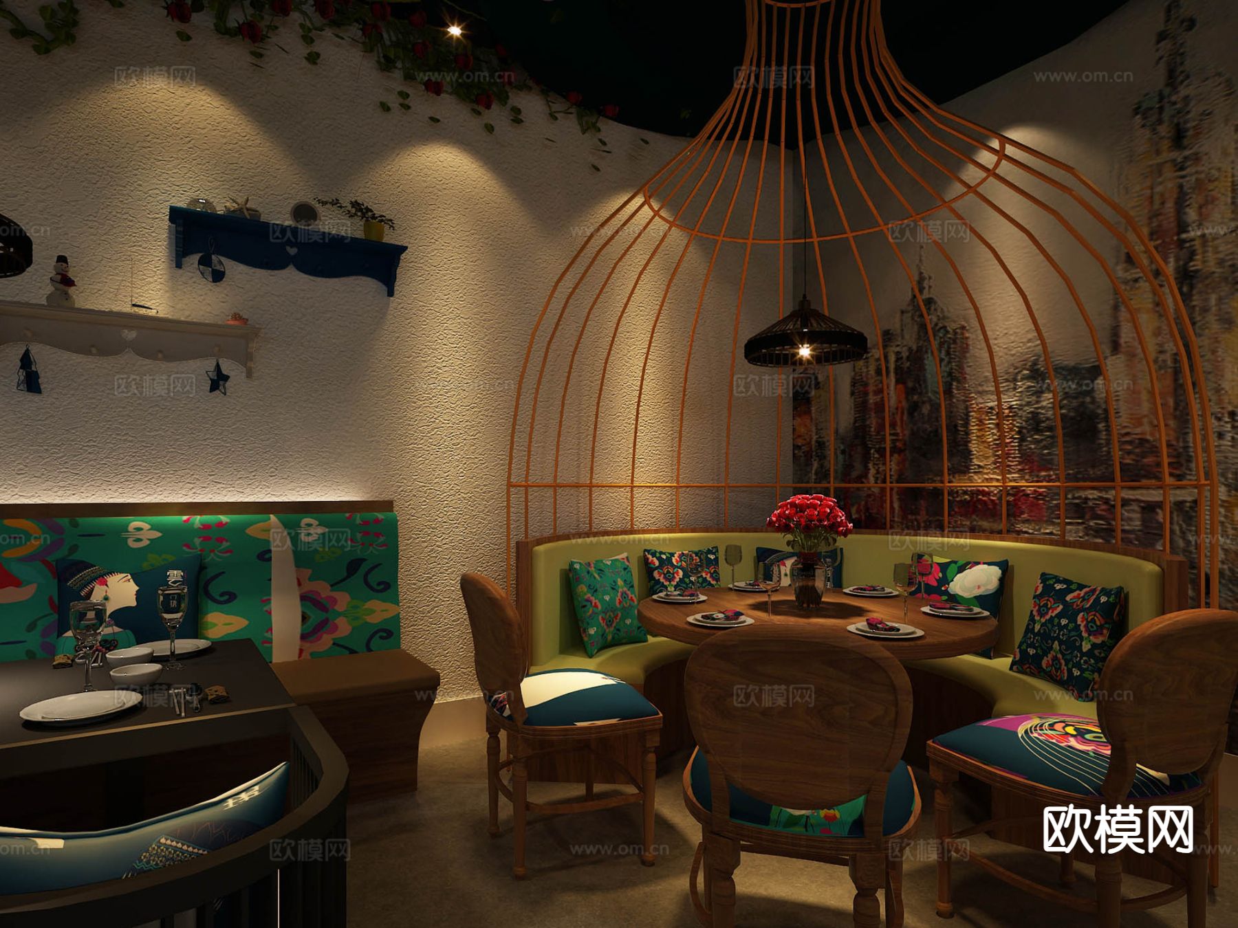 网红餐厅 主题餐厅3d模型下载（渲染图2）