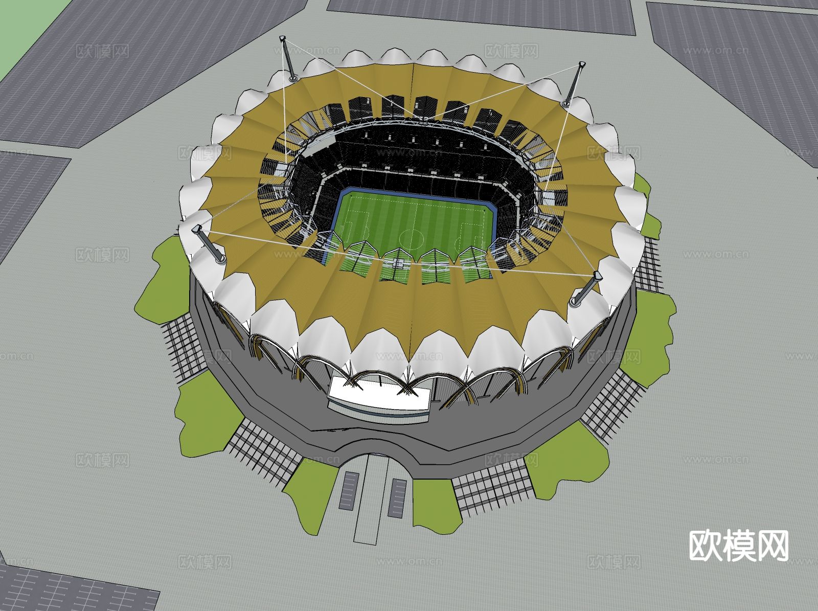 现代体育建筑 露天体育场 体育馆su模型