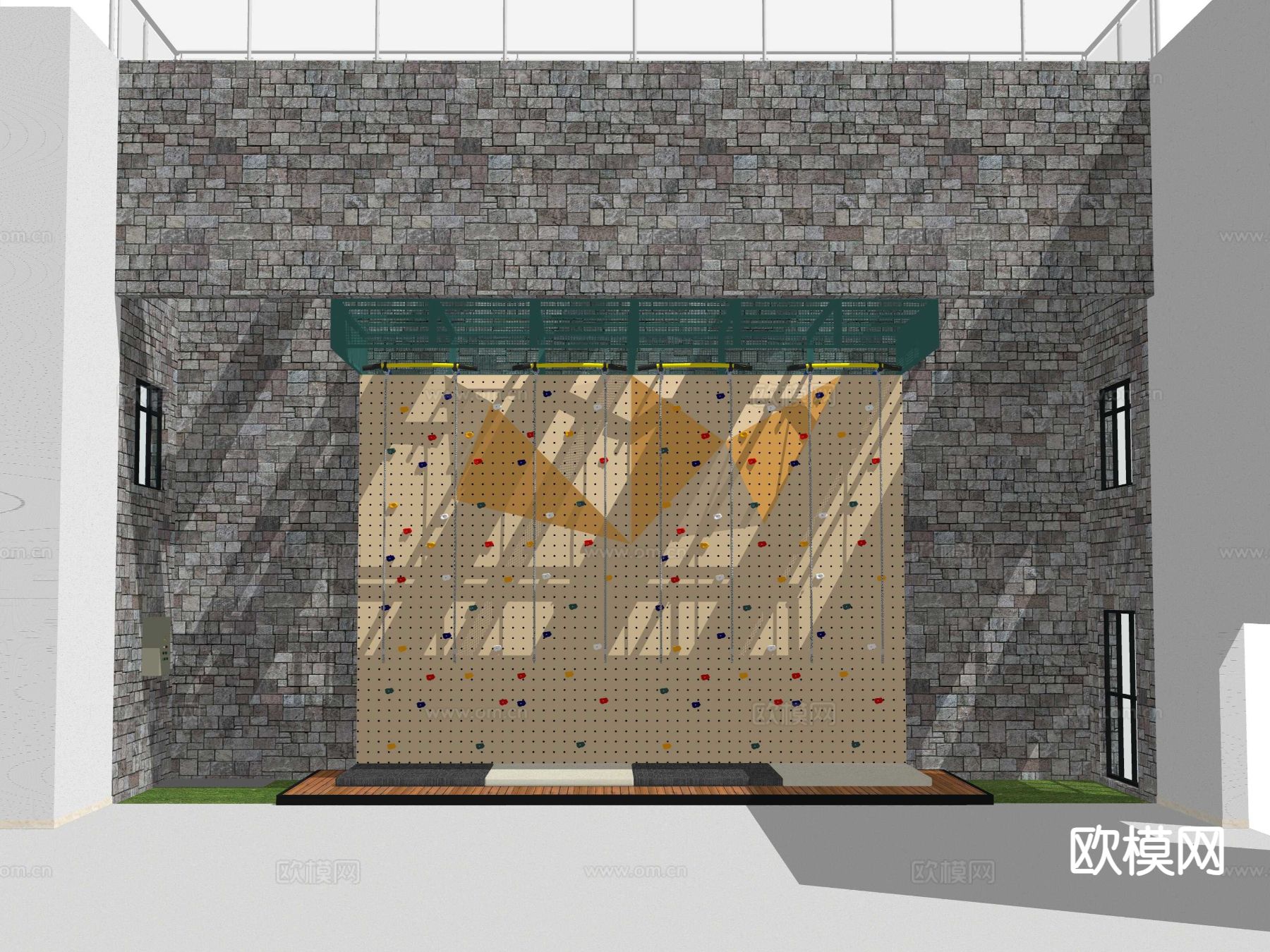 现代攀岩墙 攀岩运动区su模型