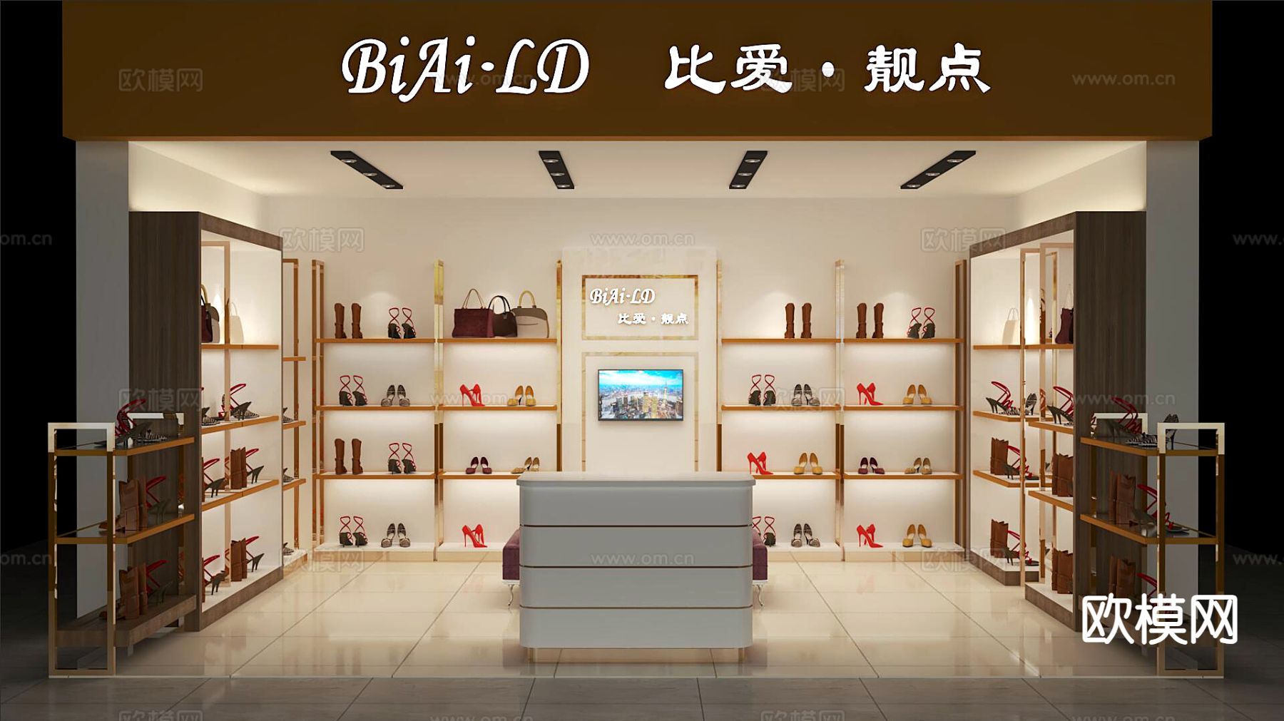 轻奢鞋店专卖 女鞋店3d模型