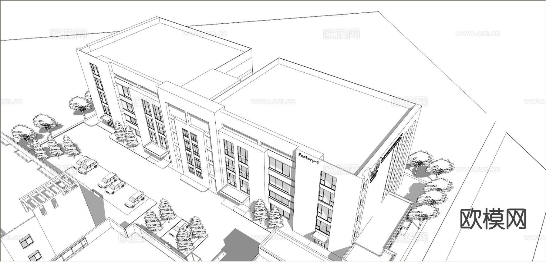 办公楼建筑外观su模型