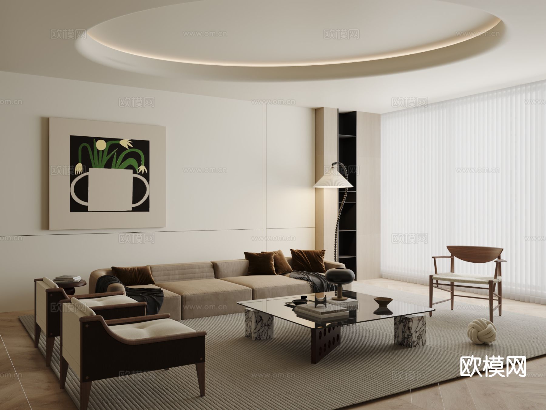 侘寂组合沙发3d模型下载