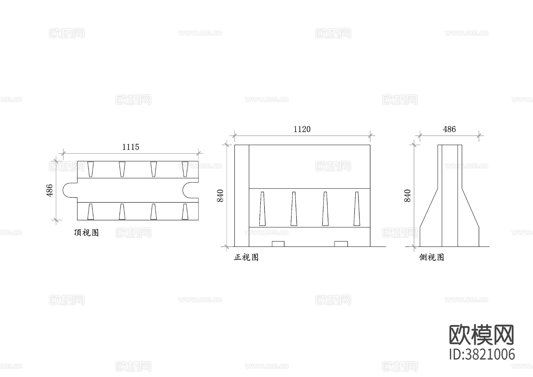 塑料水马 充水式护栏cad图库