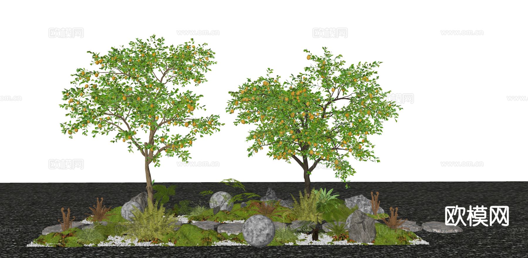 橘子树 柠檬树 植物堆su模型