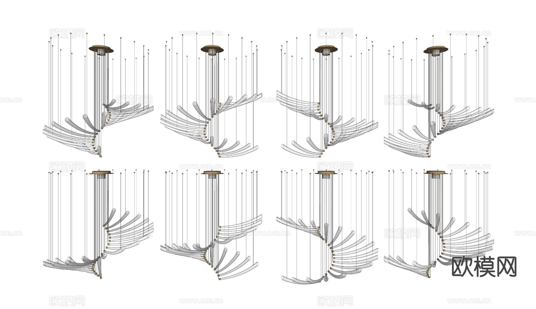 现代螺旋吊灯 楼梯间吊灯su模型