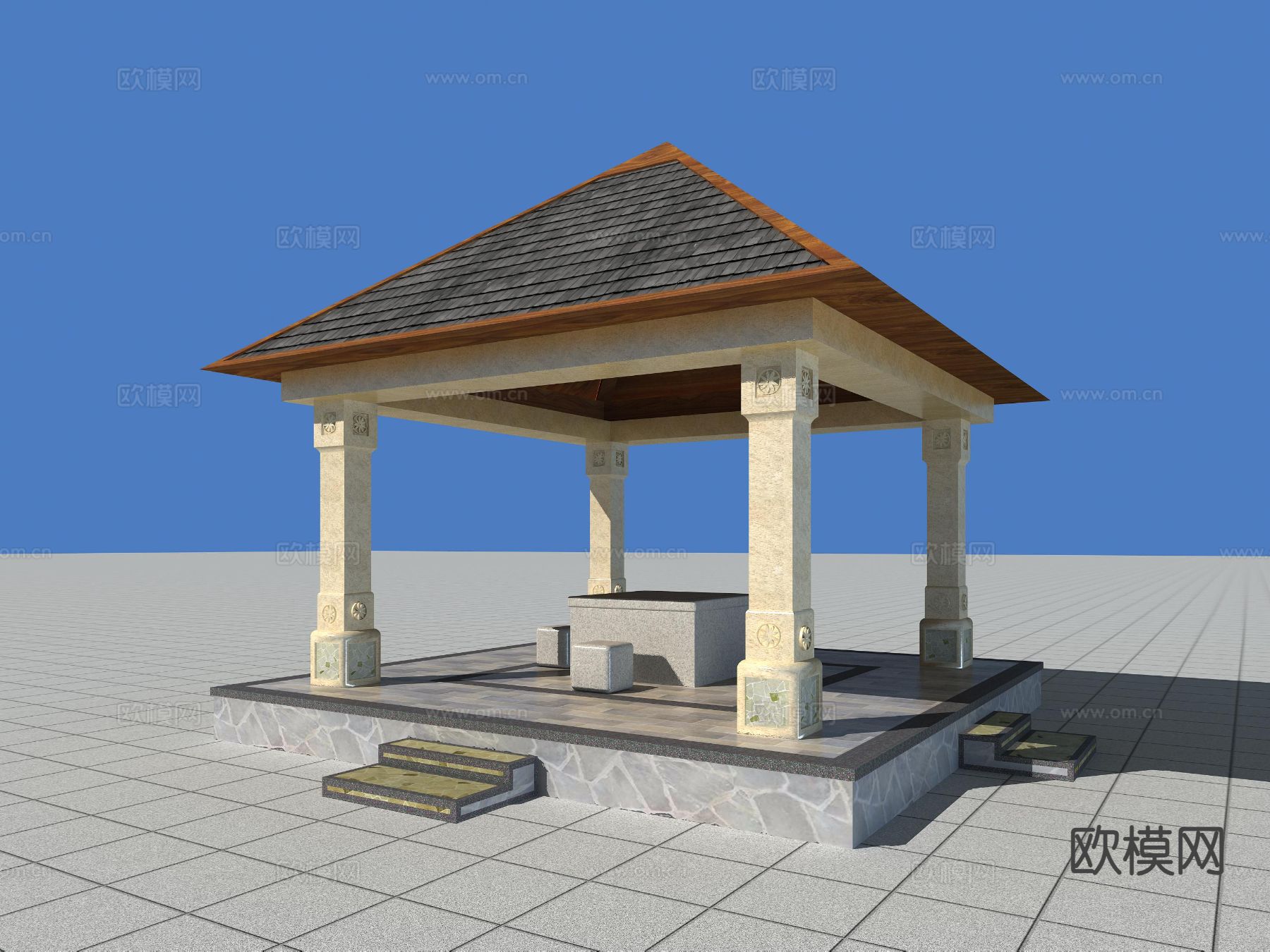 简欧亭子 凉亭3d模型下载