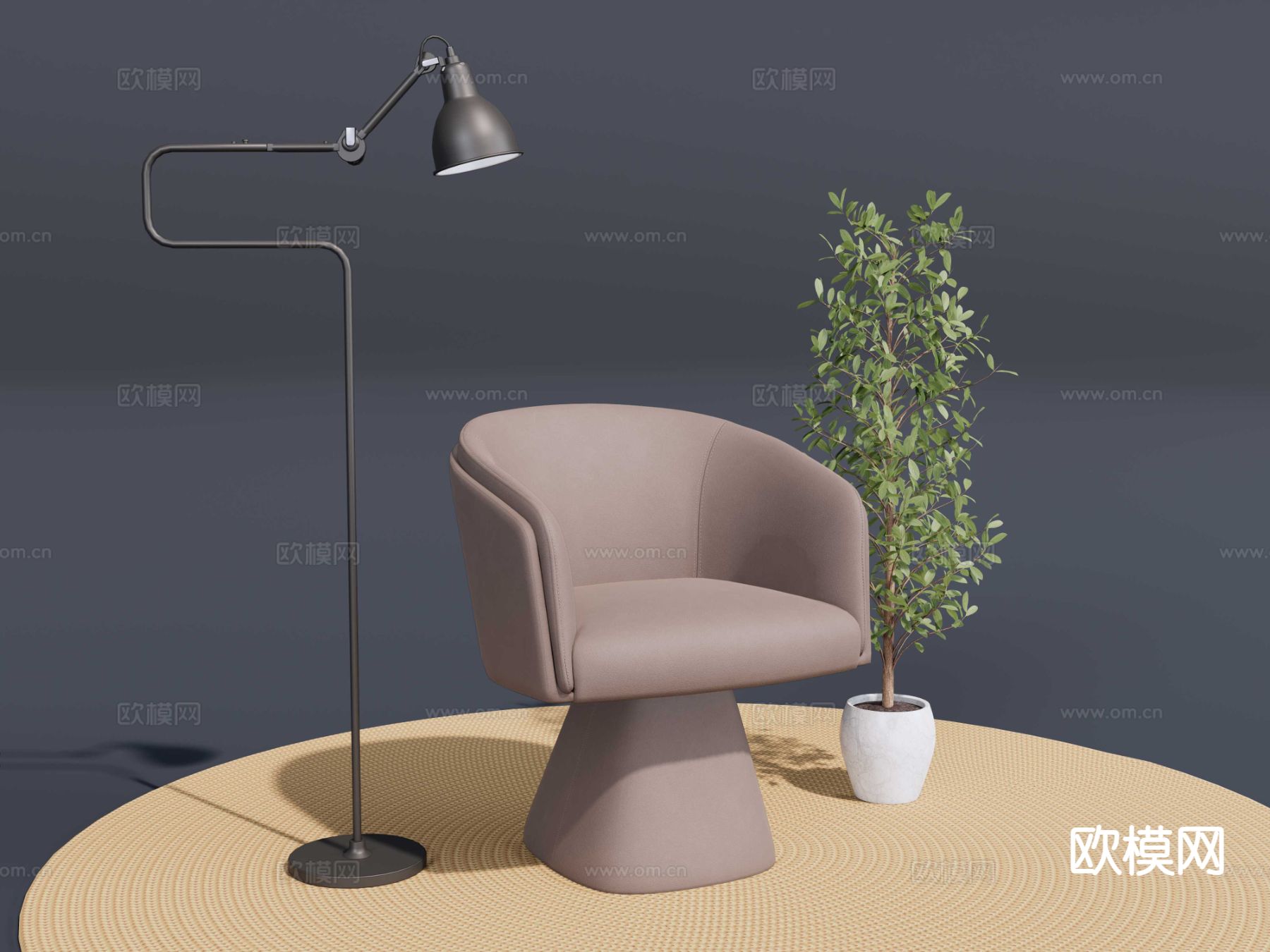 现代休闲椅su模型下载（渲染图3）