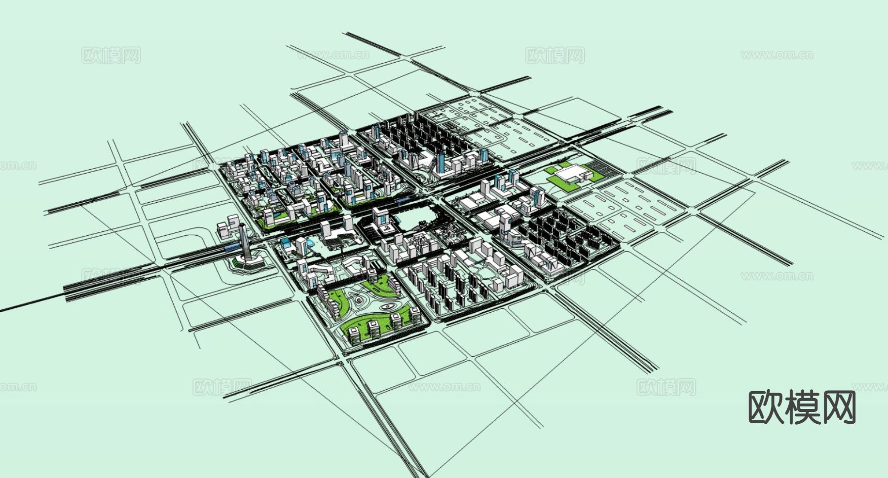 鸟瞰城市设计su模型