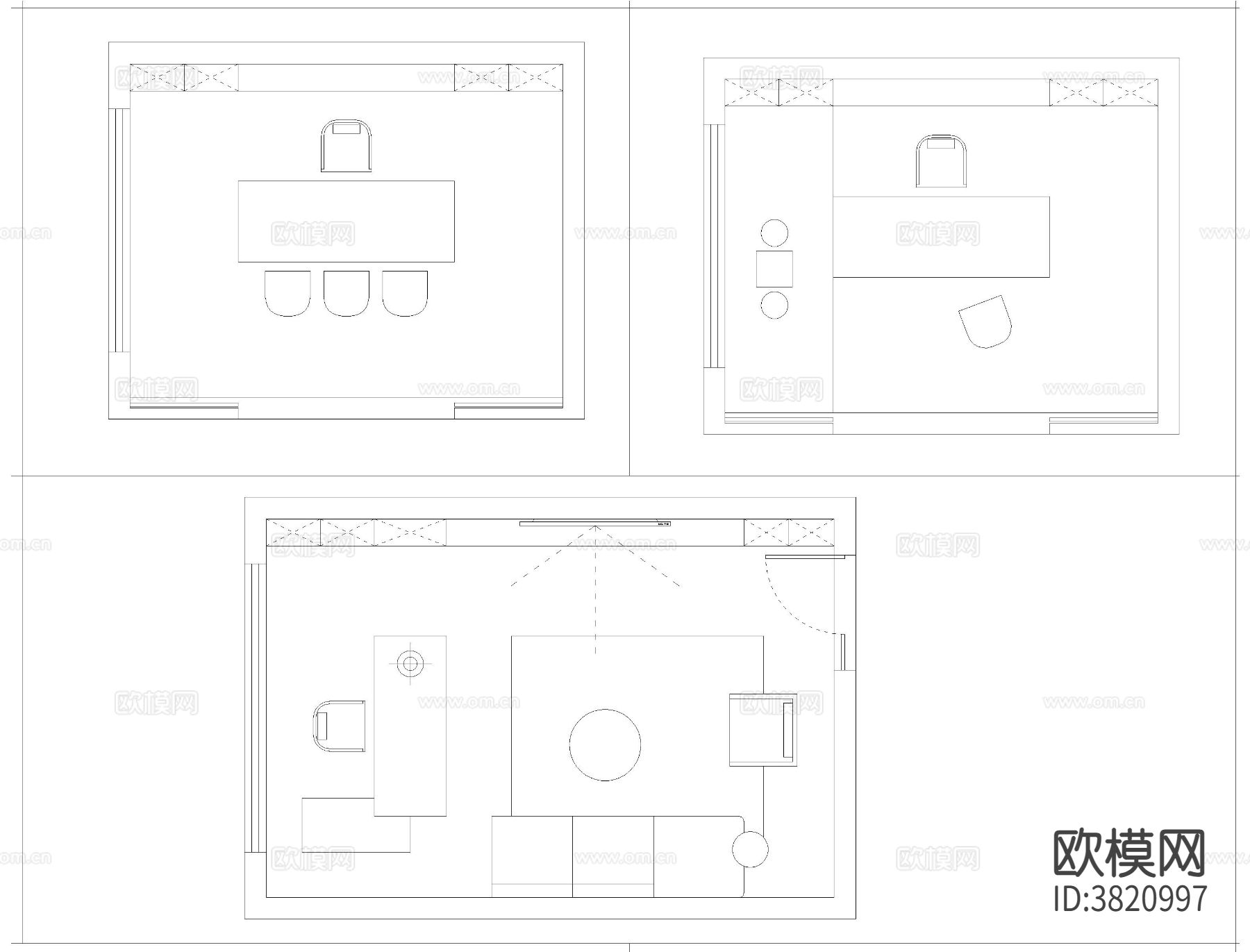 103个书房cad平面图下载（渲染图6）
