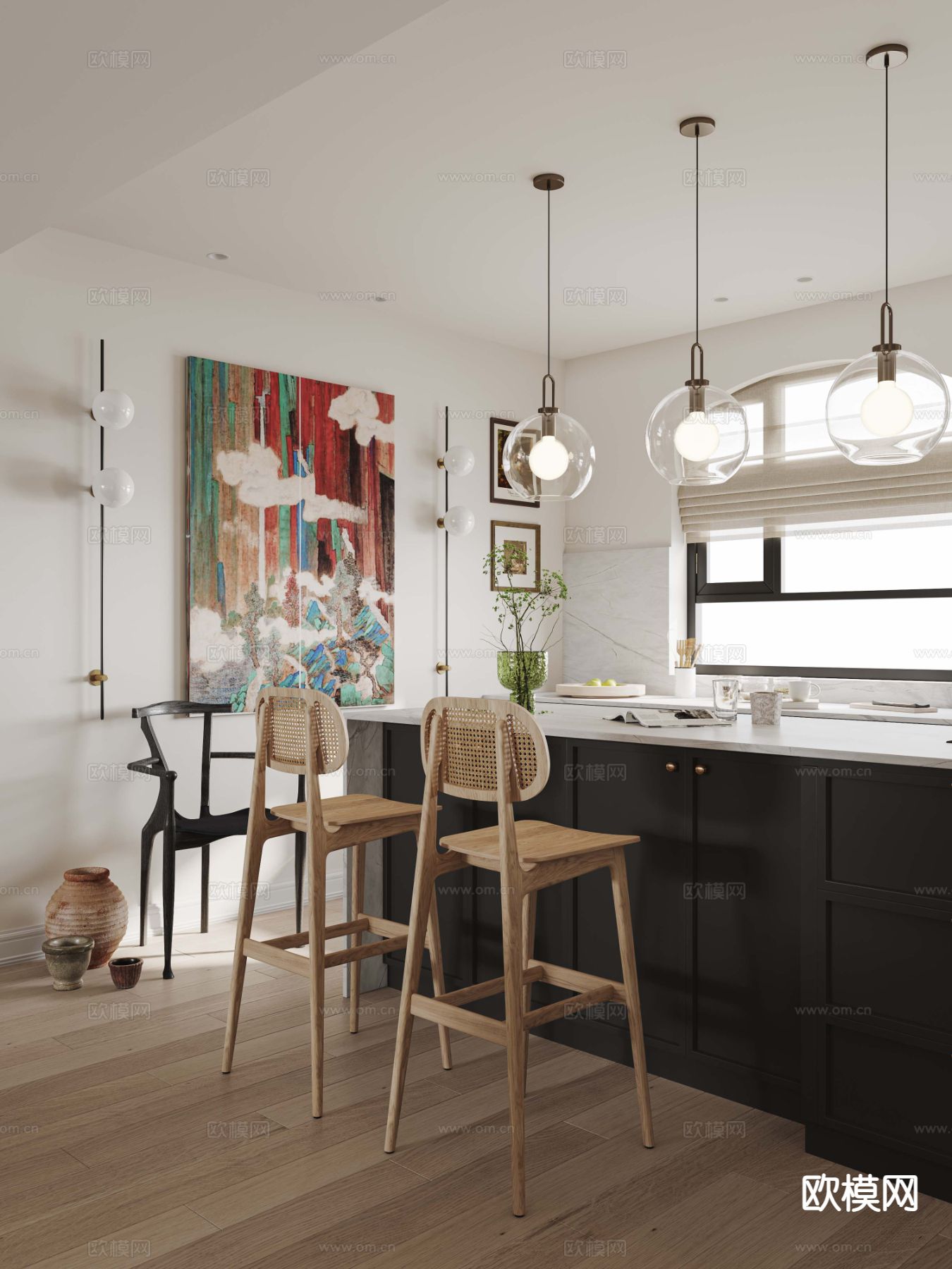 法式吧椅 吧凳 高脚凳3d模型下载