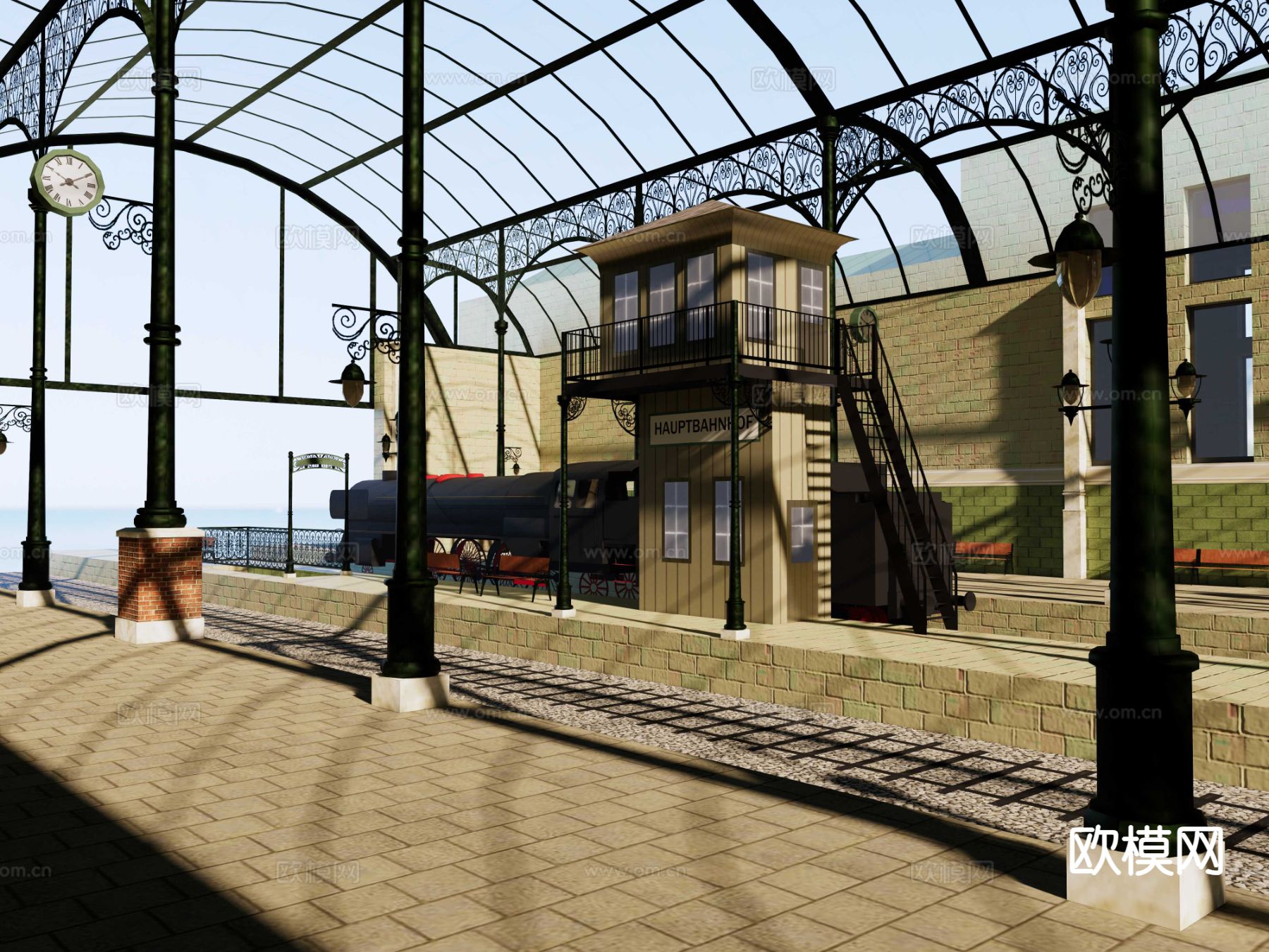 欧式火车站su模型下载（渲染图2）