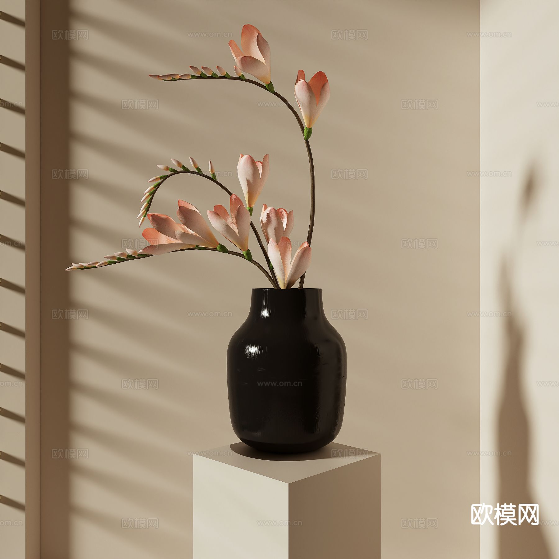 花瓶 花艺 插花 鲜花3d模型