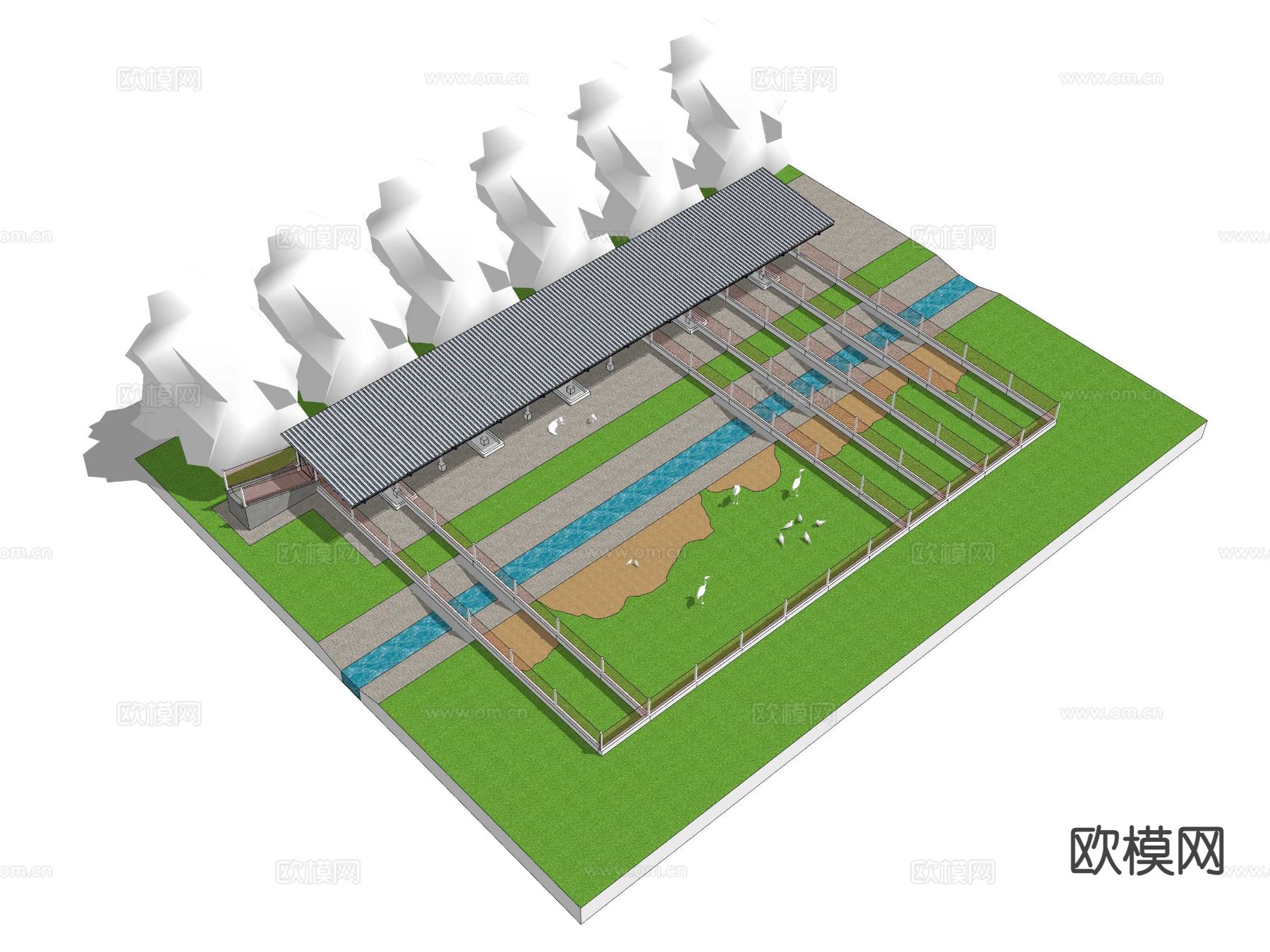 户外养殖场su模型