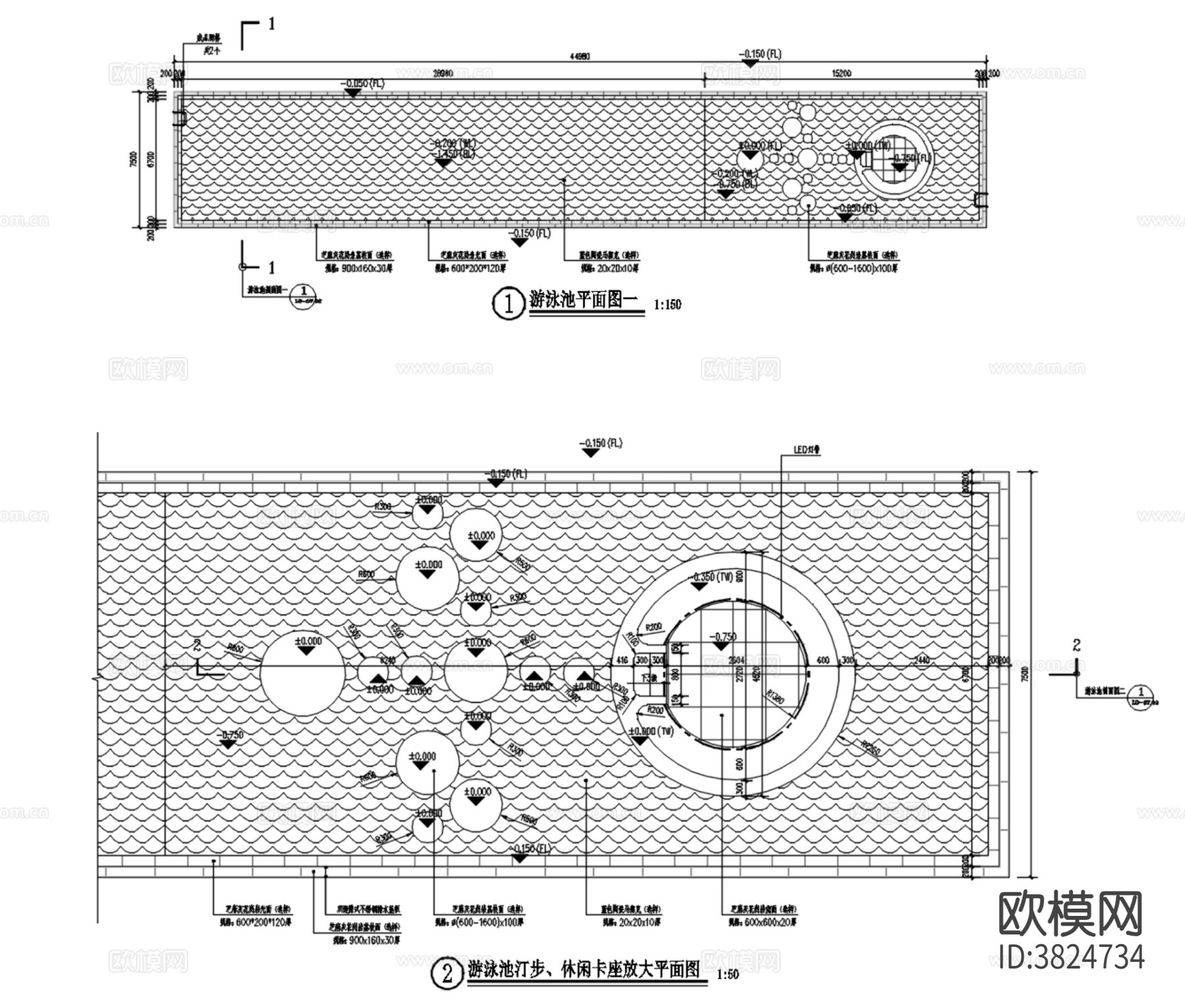 别墅游泳池cad大样图