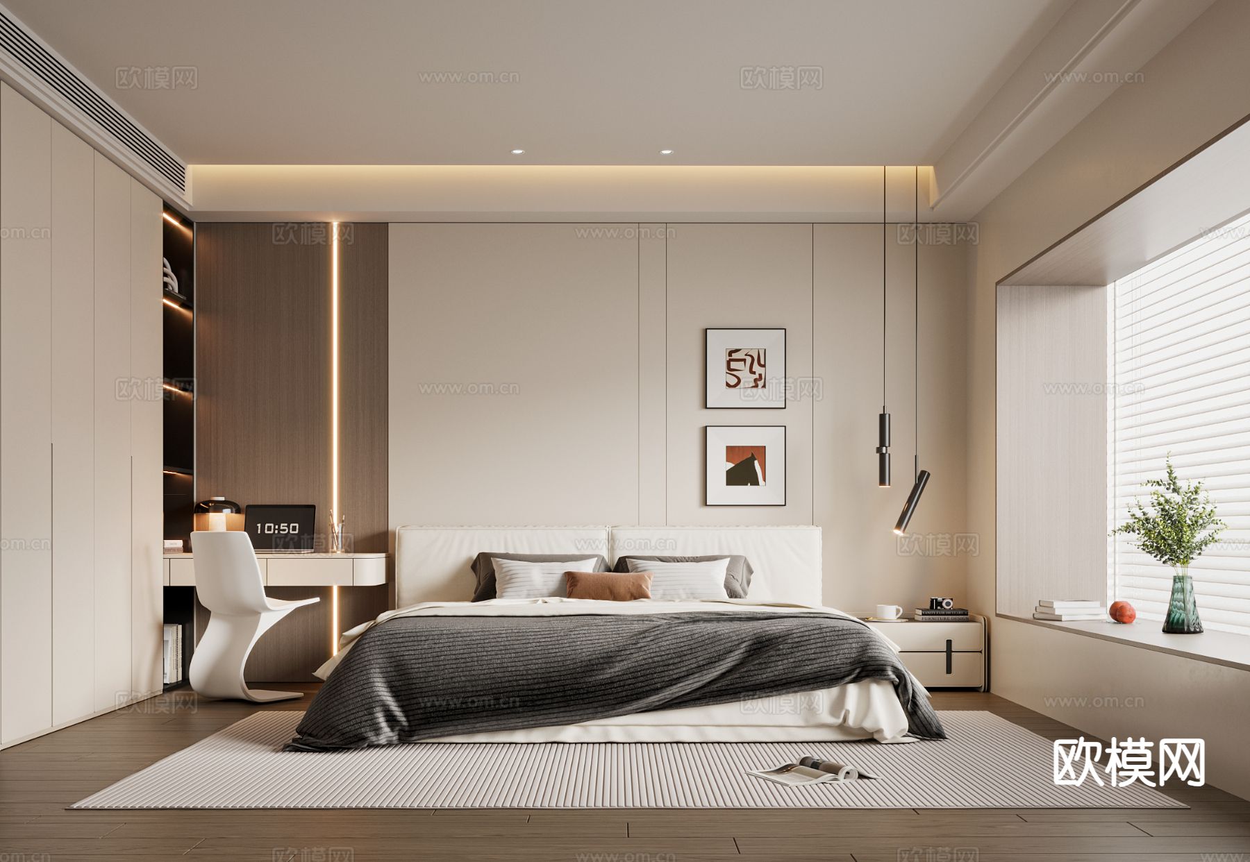现代卧室 主卧3d模型下载
