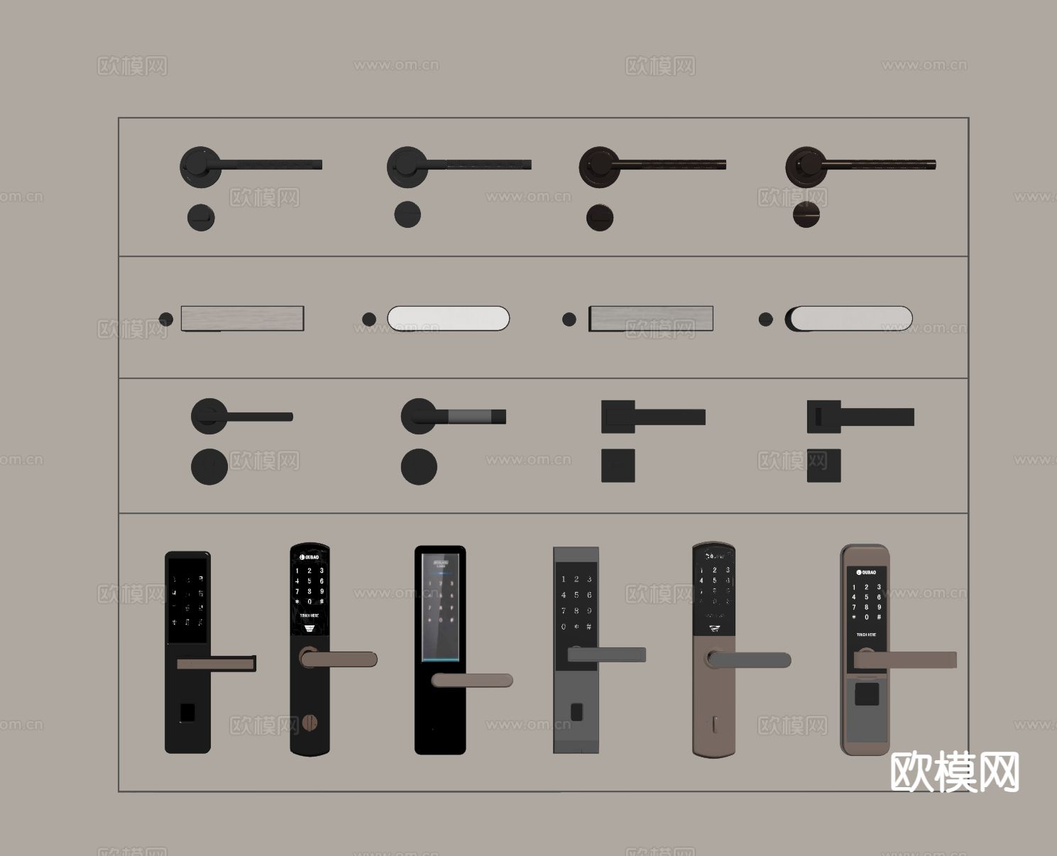门锁 门把手 智能门锁 指纹锁 密码锁su模型