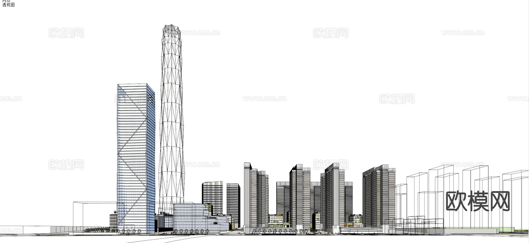 商业建筑 办公高楼外观su模型