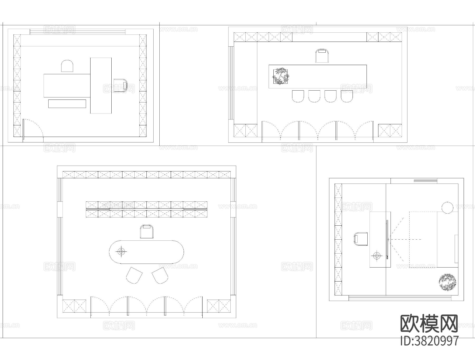 103个书房cad平面图下载（渲染图3）