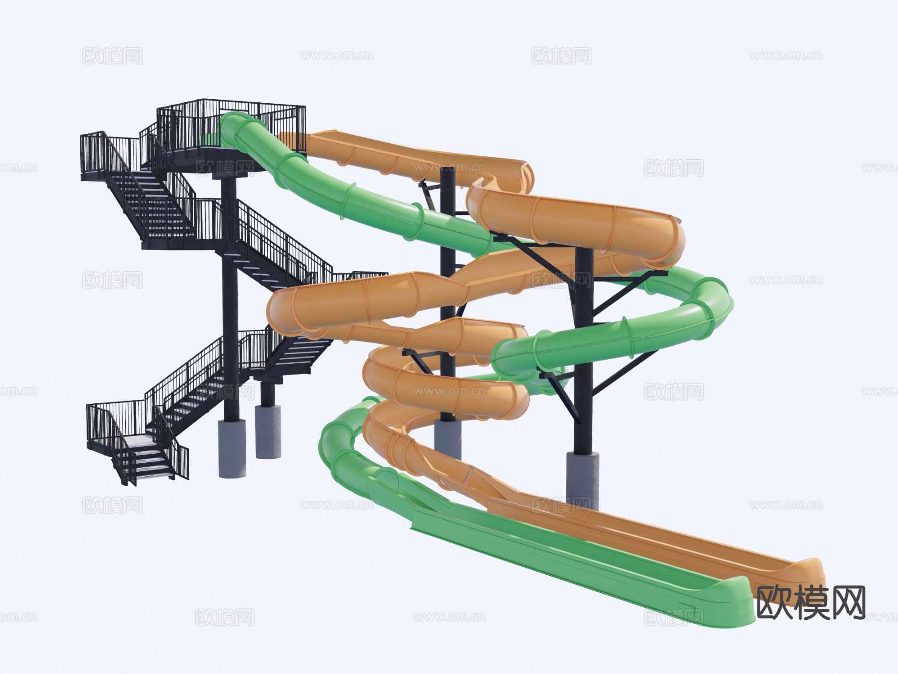 现代游乐场水滑梯su模型