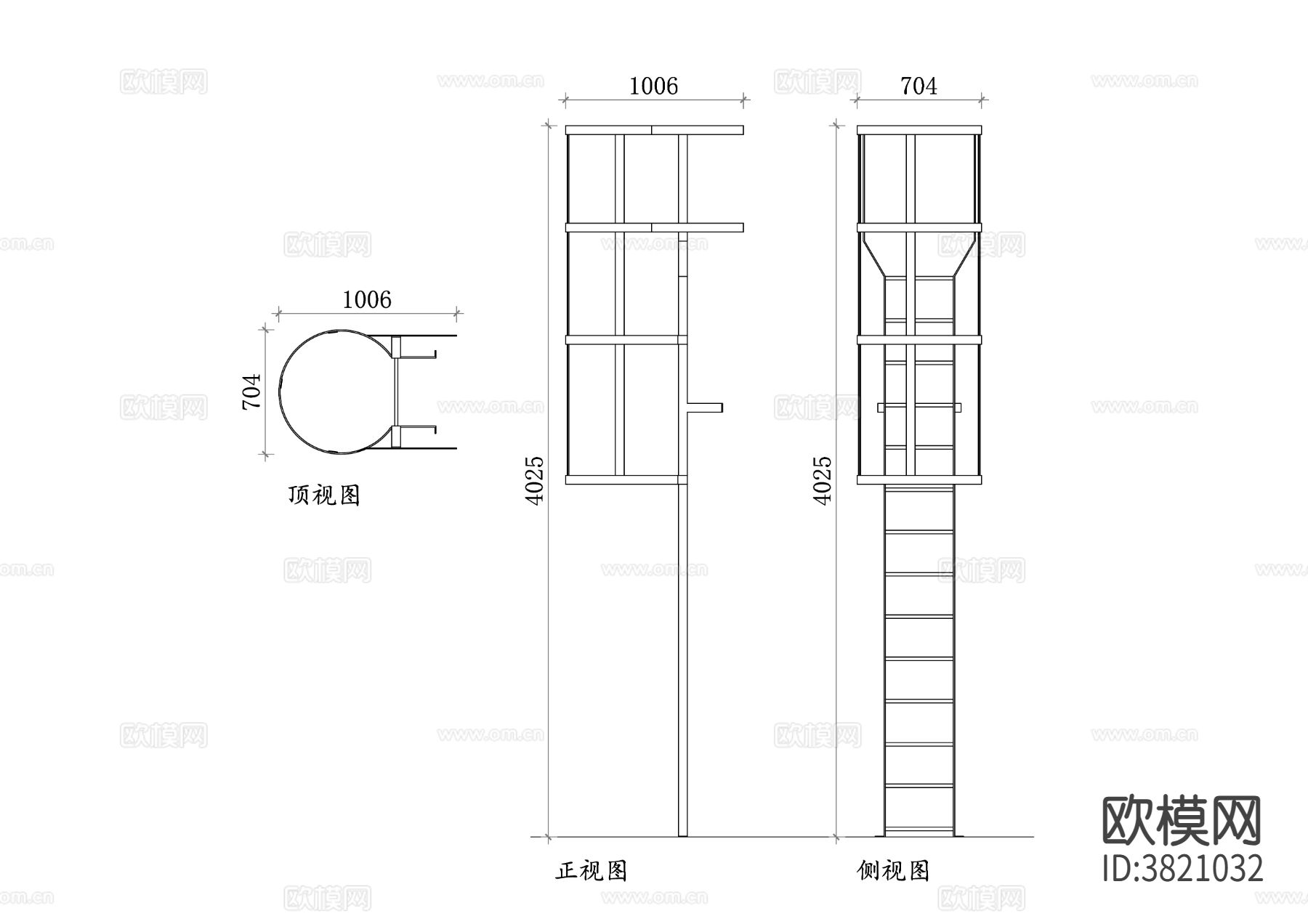 屋顶爬梯 屋顶检修梯cad图库下载