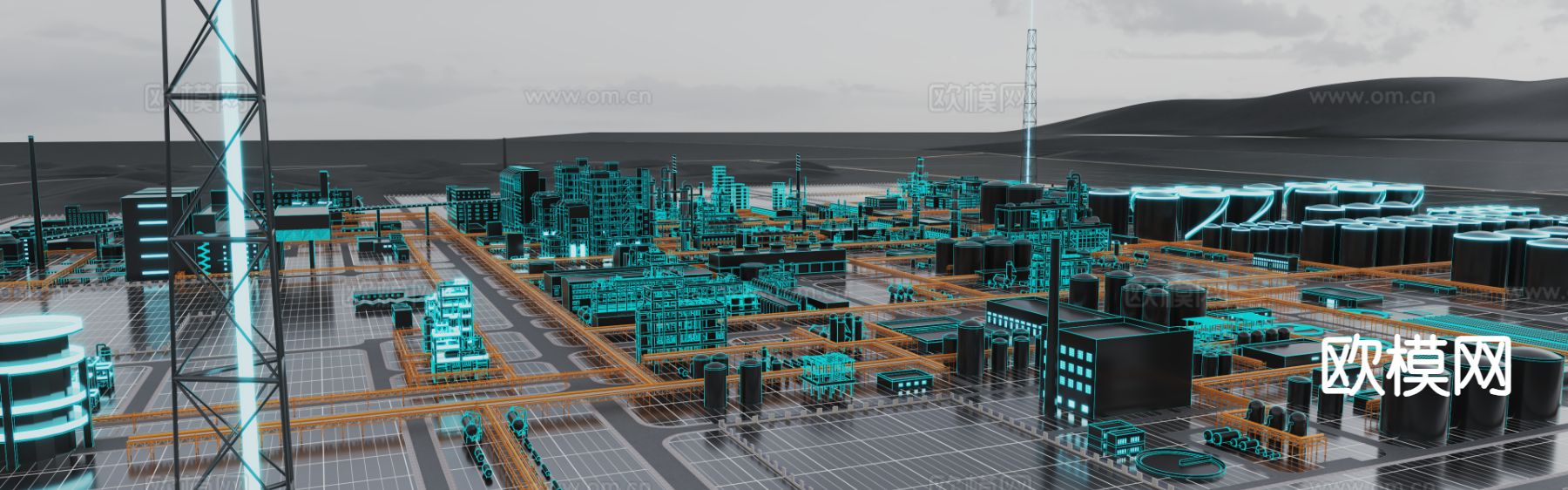 科技工业厂房 未来工厂场景3d模型