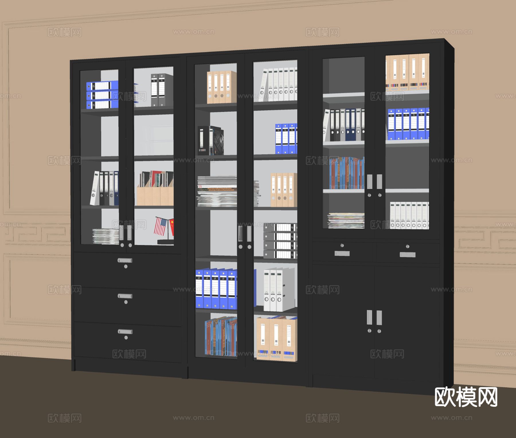 现代铁皮文件柜 资料柜su模型