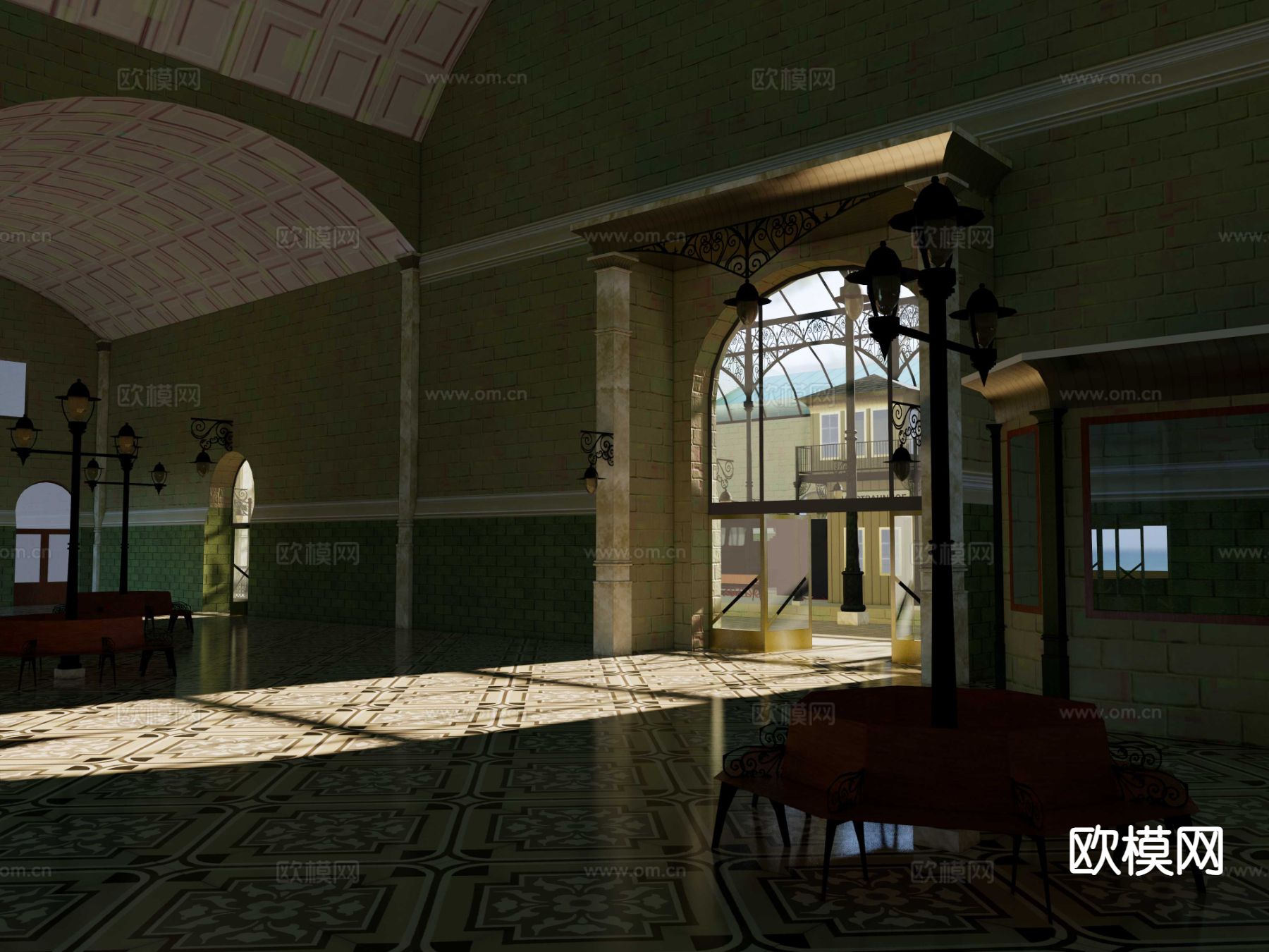 欧式火车站su模型下载（渲染图3）