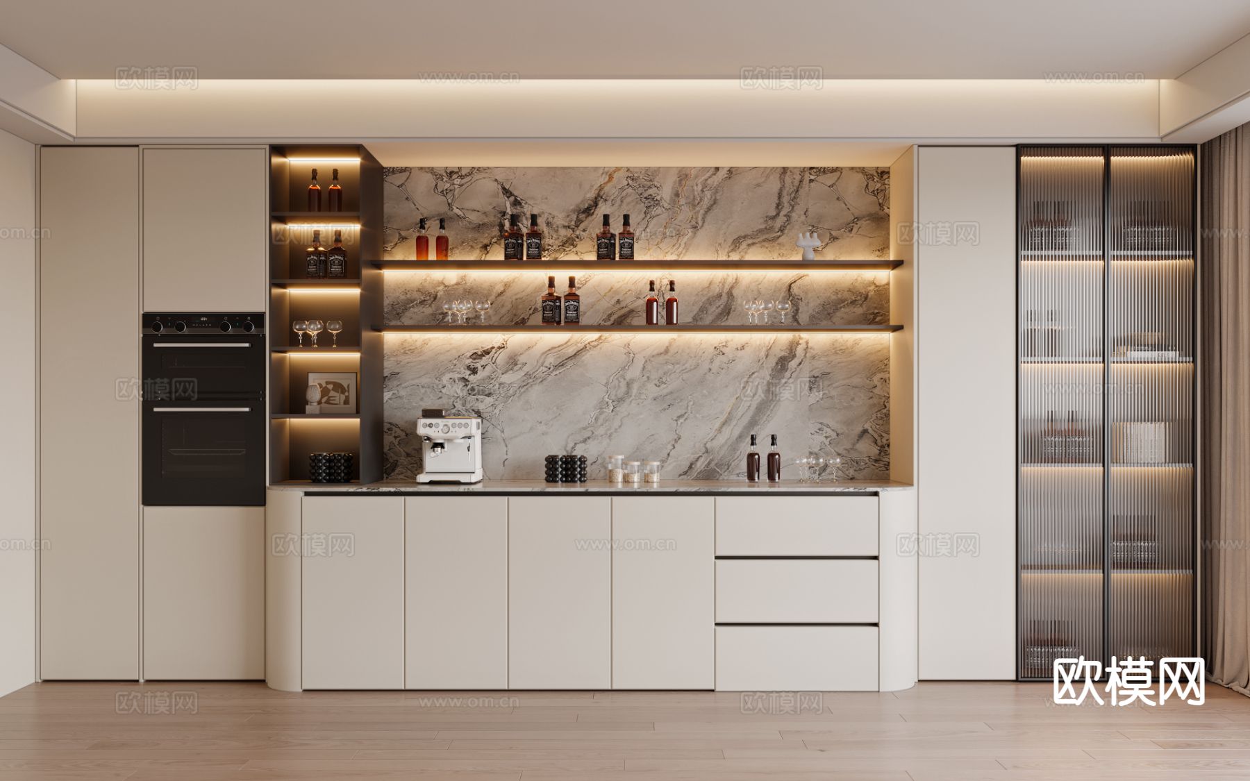 现代酒柜 餐边柜3d模型下载