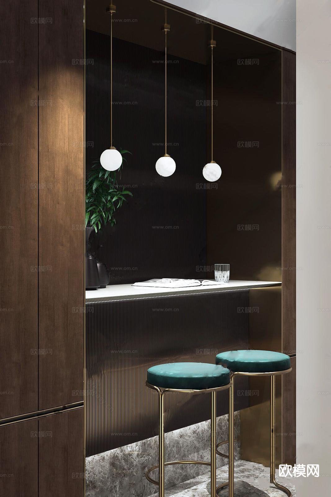 One House Design 轻奢吧椅 吧凳 高脚凳3d模型下载