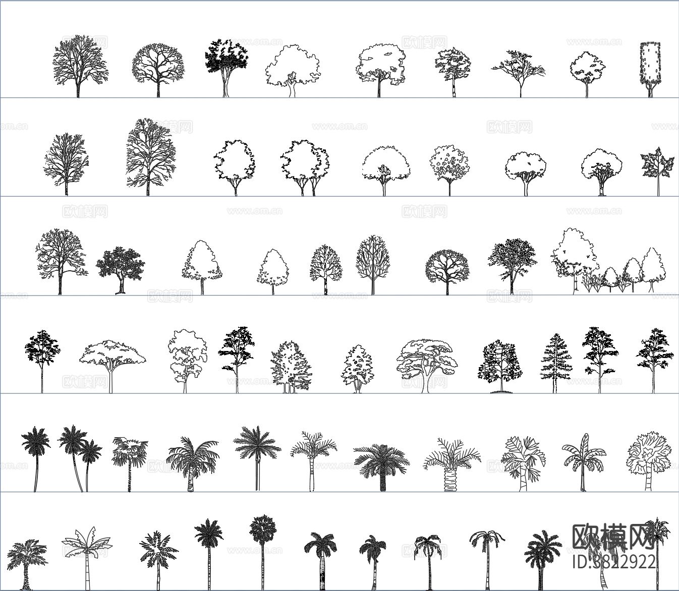 立面树木CAD图库下载