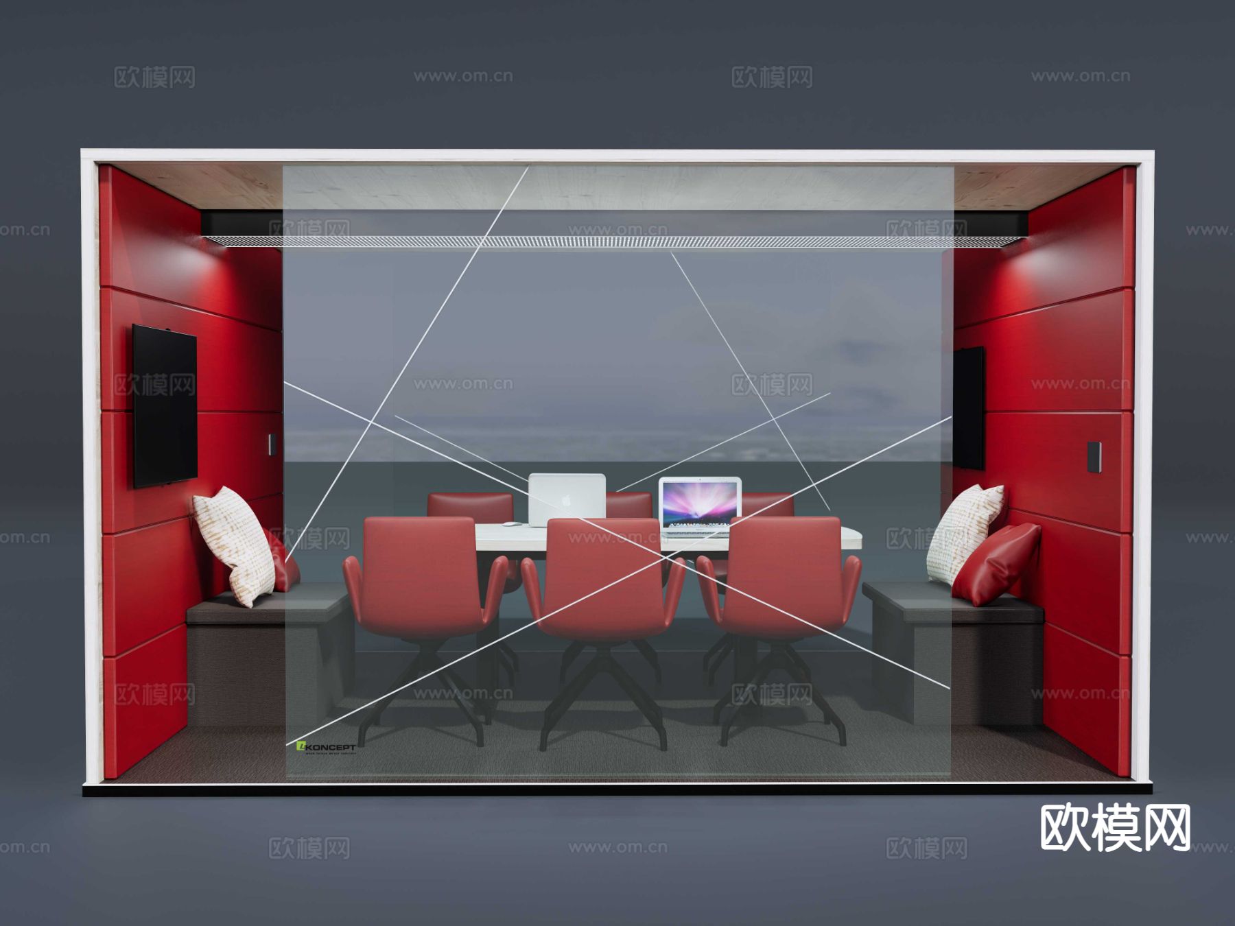 现代静音舱会议室su模型