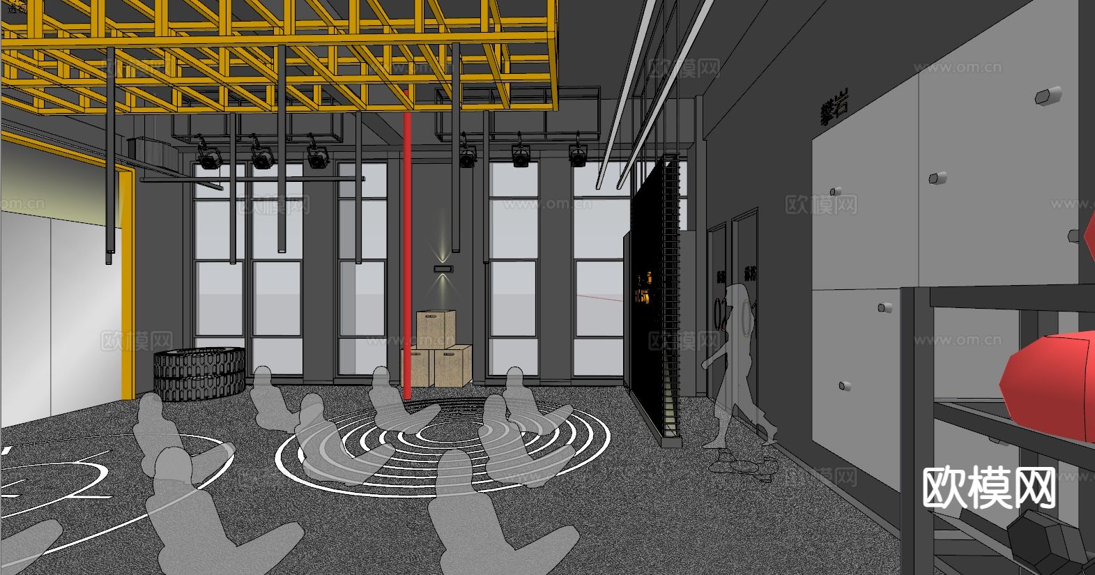 现代健身房su模型