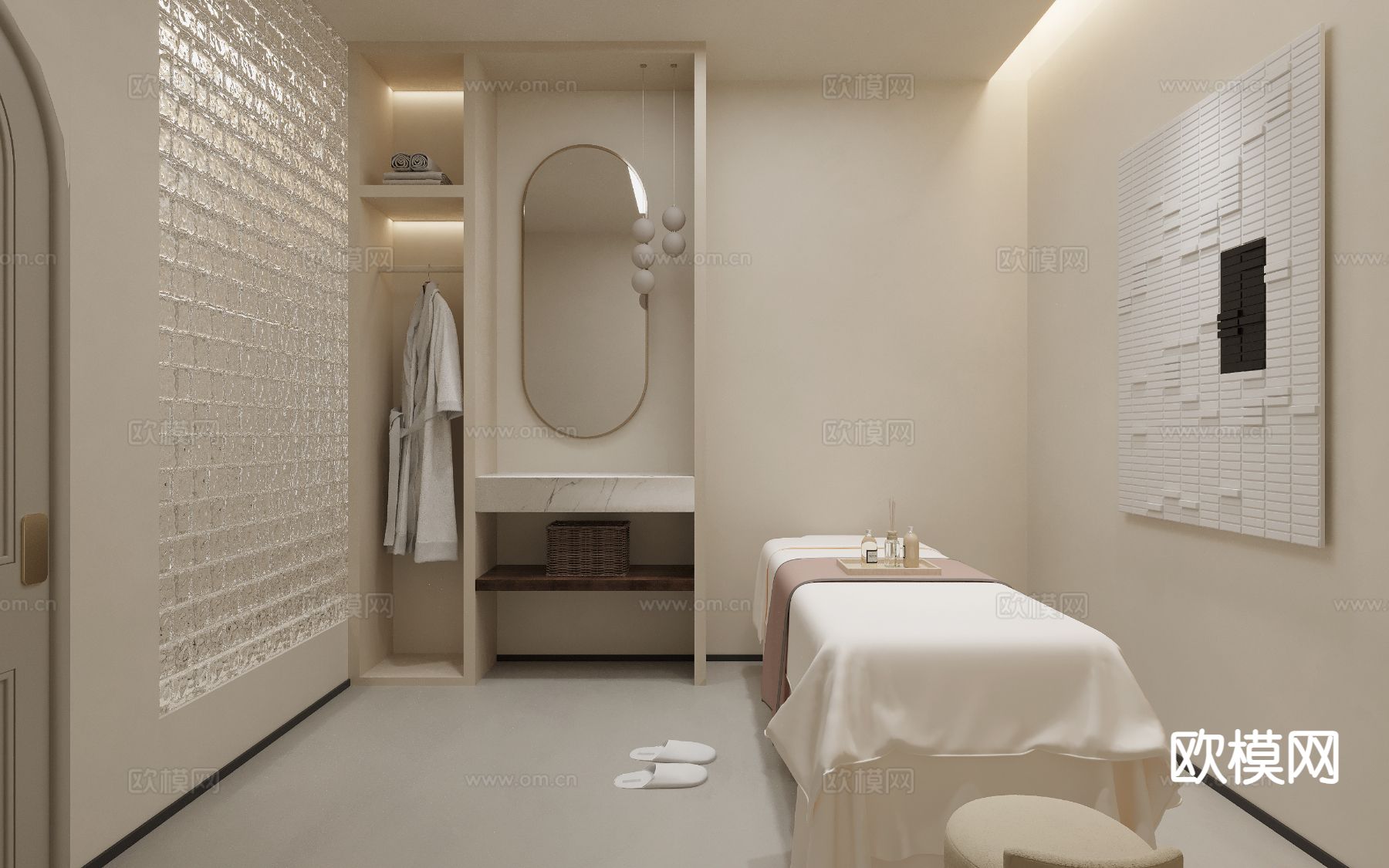 美容包间 美容床su模型下载（渲染图2）